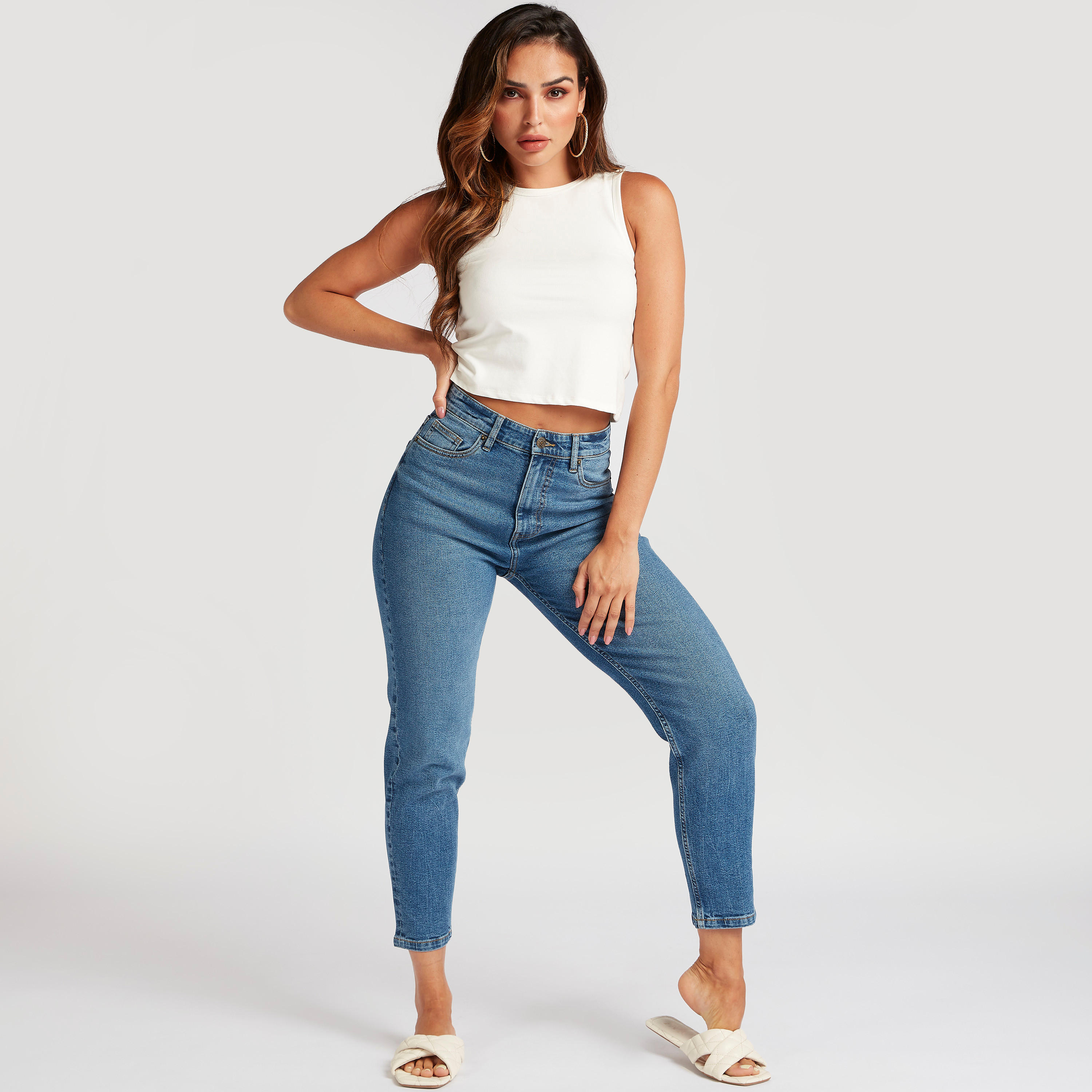 بلوزة بدون أكمام سادة بياقة ضيّقة-women-clothing-tshirts-image-2