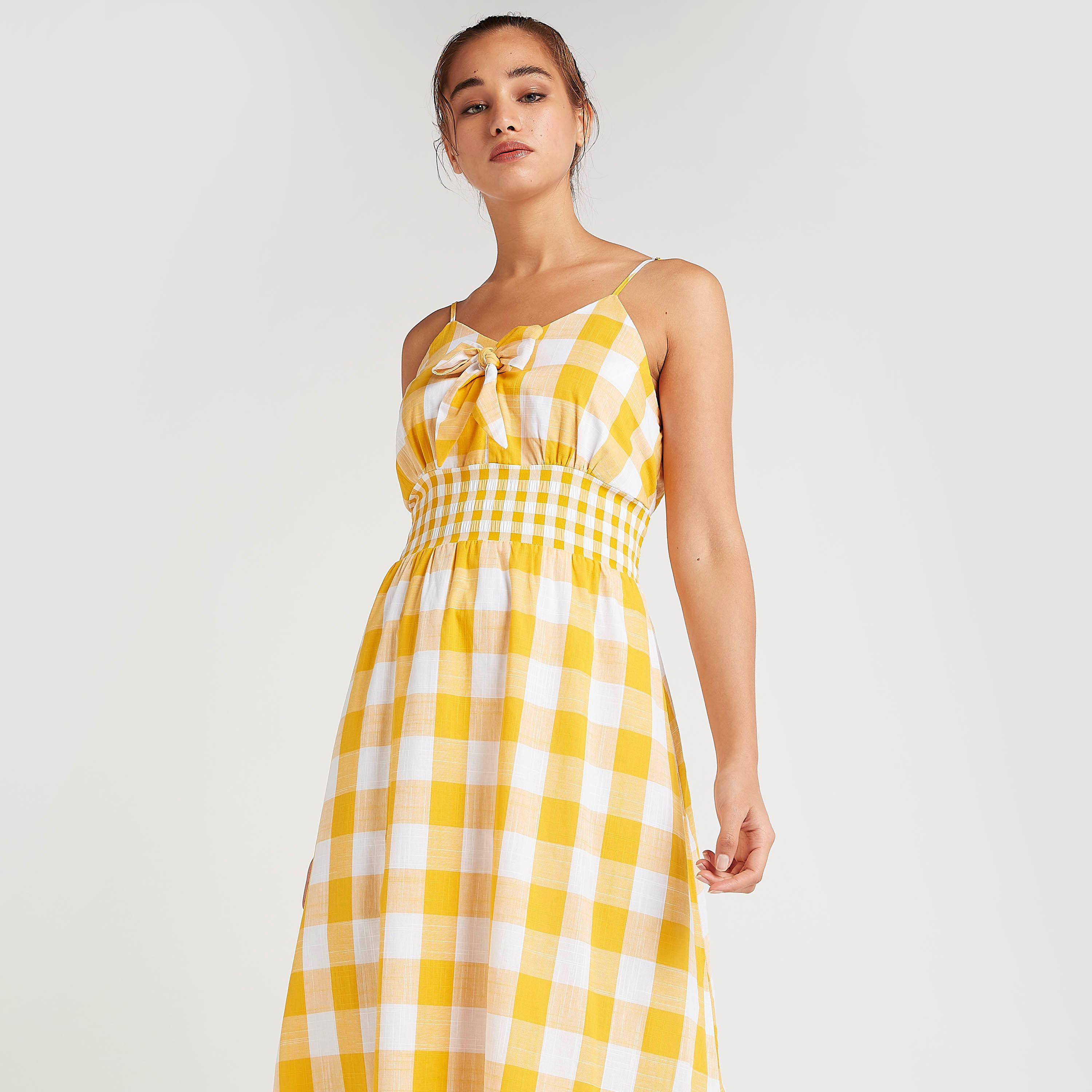 فستان طويل كاروهات بفيونكة وحمالات رفيعة-women-clothing-dresses-image-2