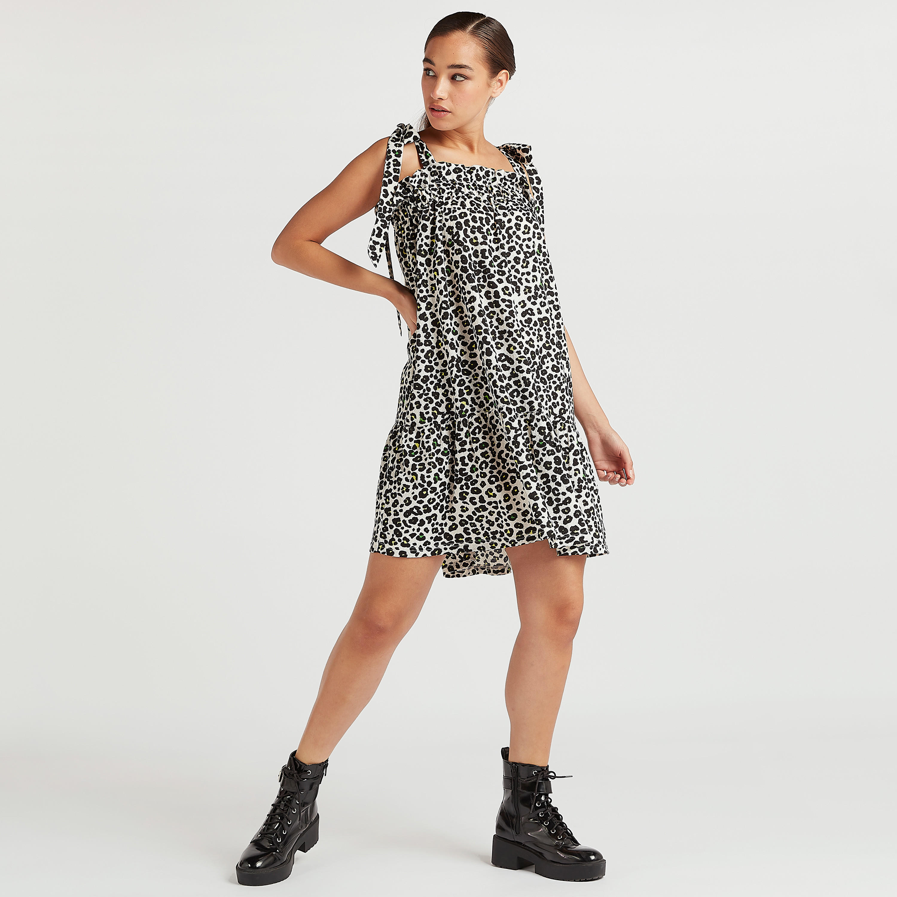 Animal Print Mini A-line Dress with Tie-Up Straps-women-clothing-dresses-image-2