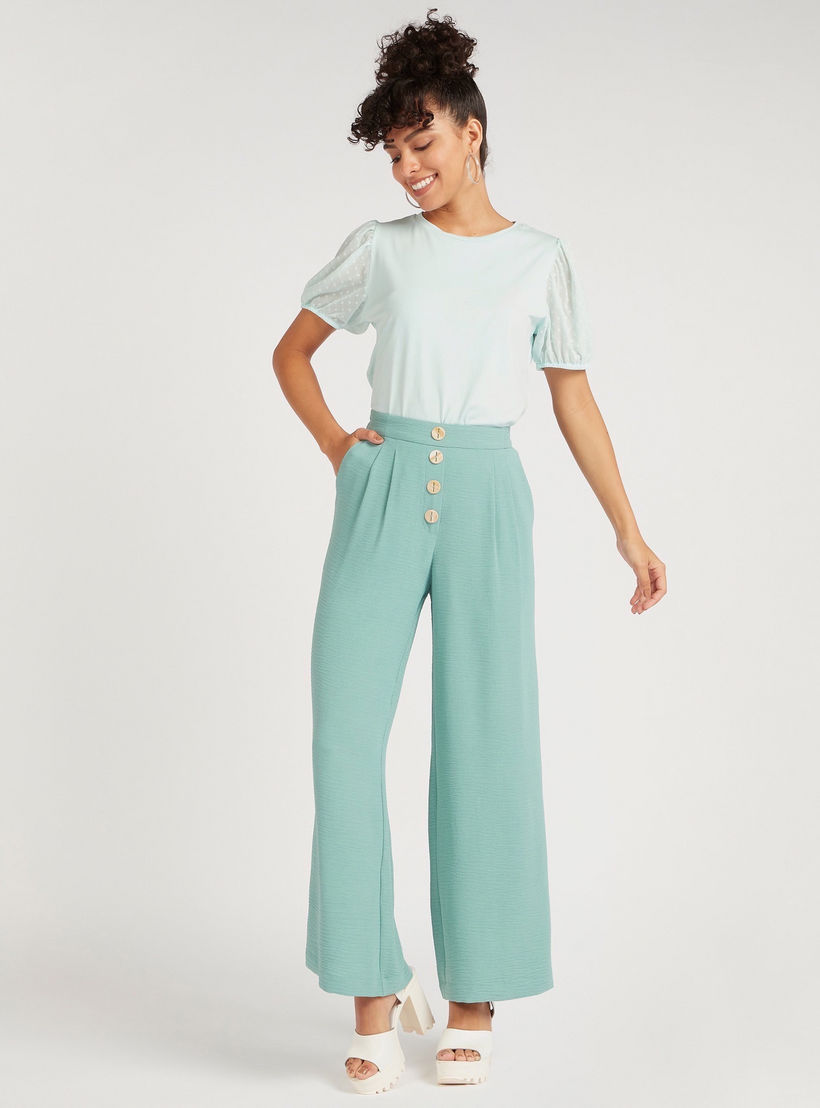 Solid High-Rise Palazzo Pants with Button Detail-women-clothing-bottoms-trousers-image-2