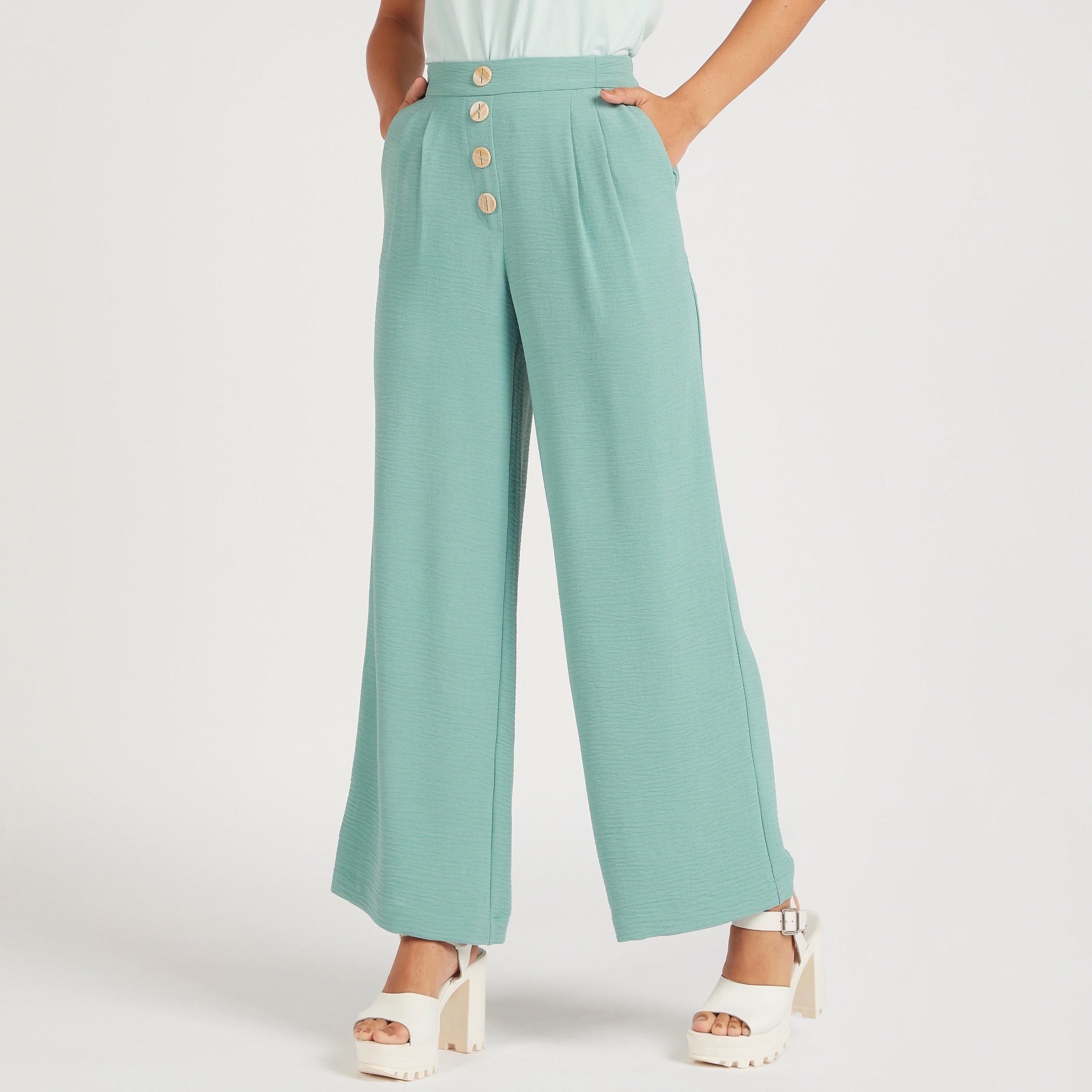 Solid High-Rise Palazzo Pants with Button Detail-women-clothing-bottoms-trousers-image-5