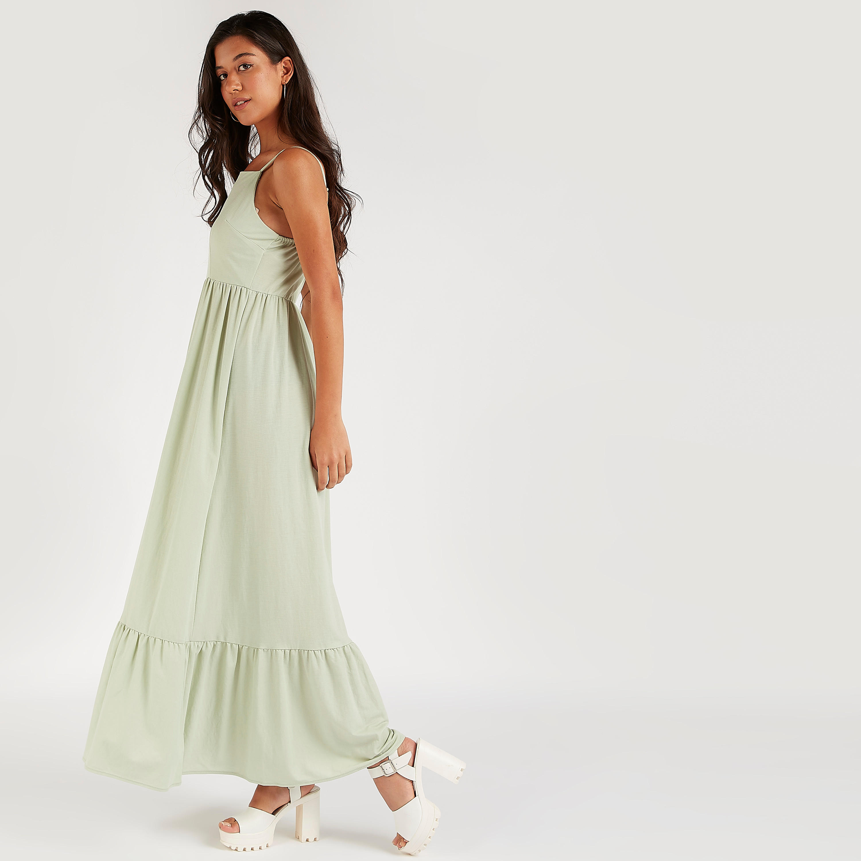 فستان إيه لاين سادة طويل متعدّد الطبقات بأحزمة قابلة للتّعديل-women-clothing-dresses-image-7