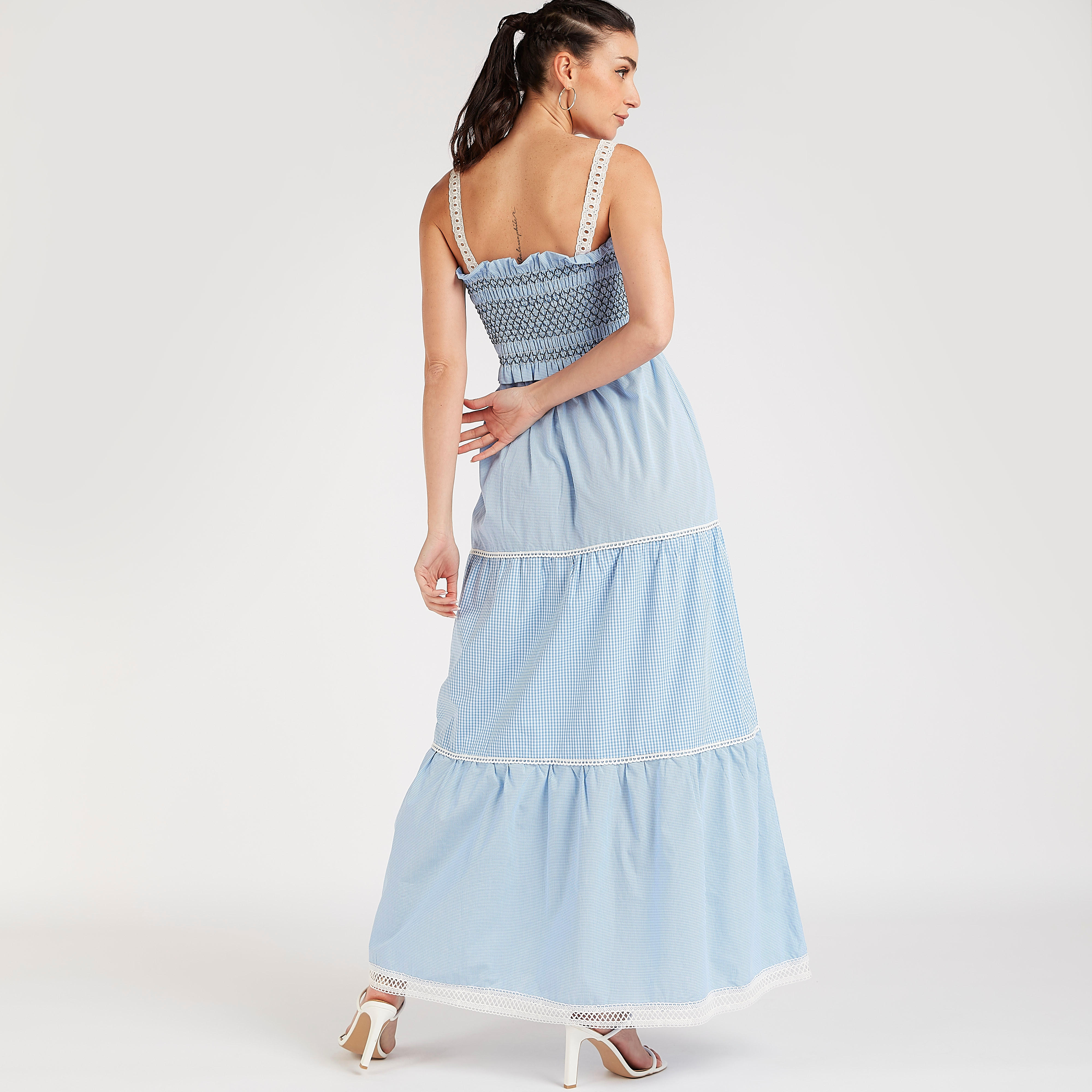 Smocked Maxi A-line Dress with Shoulder Straps-women-clothing-dresses-image-4