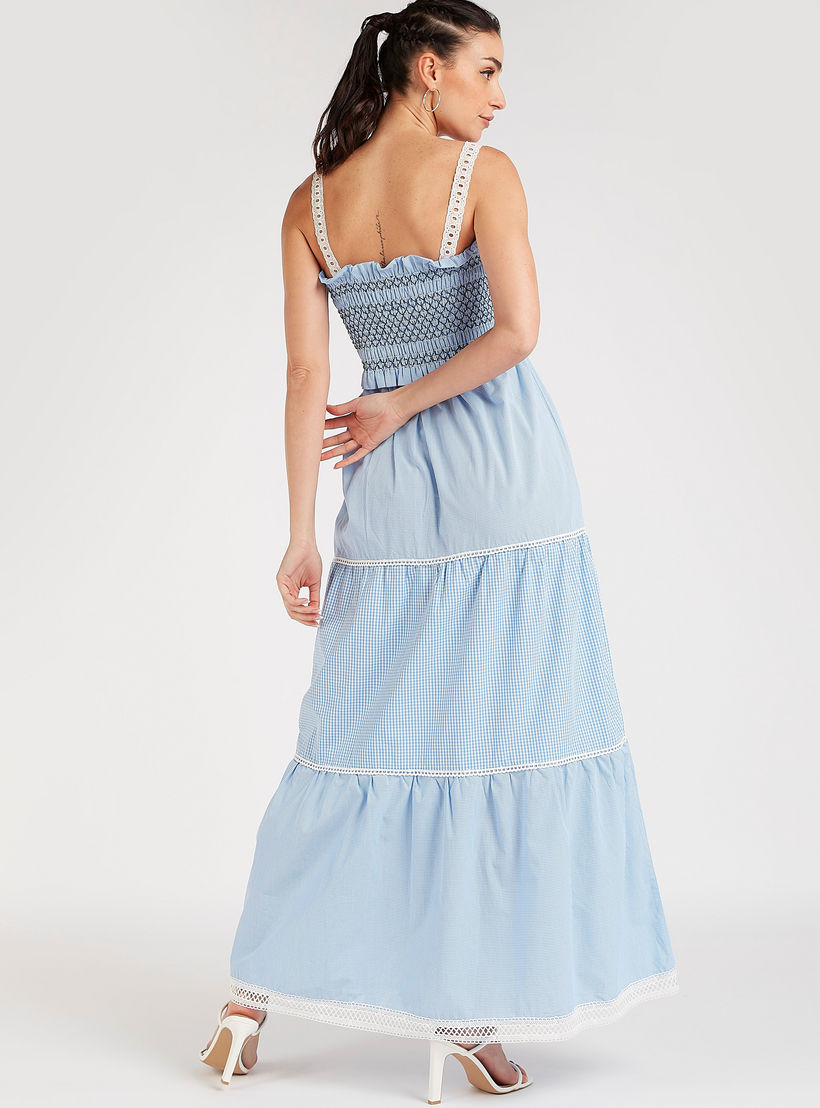 Smocked Maxi A-line Dress with Shoulder Straps-women-clothing-dresses-image-4