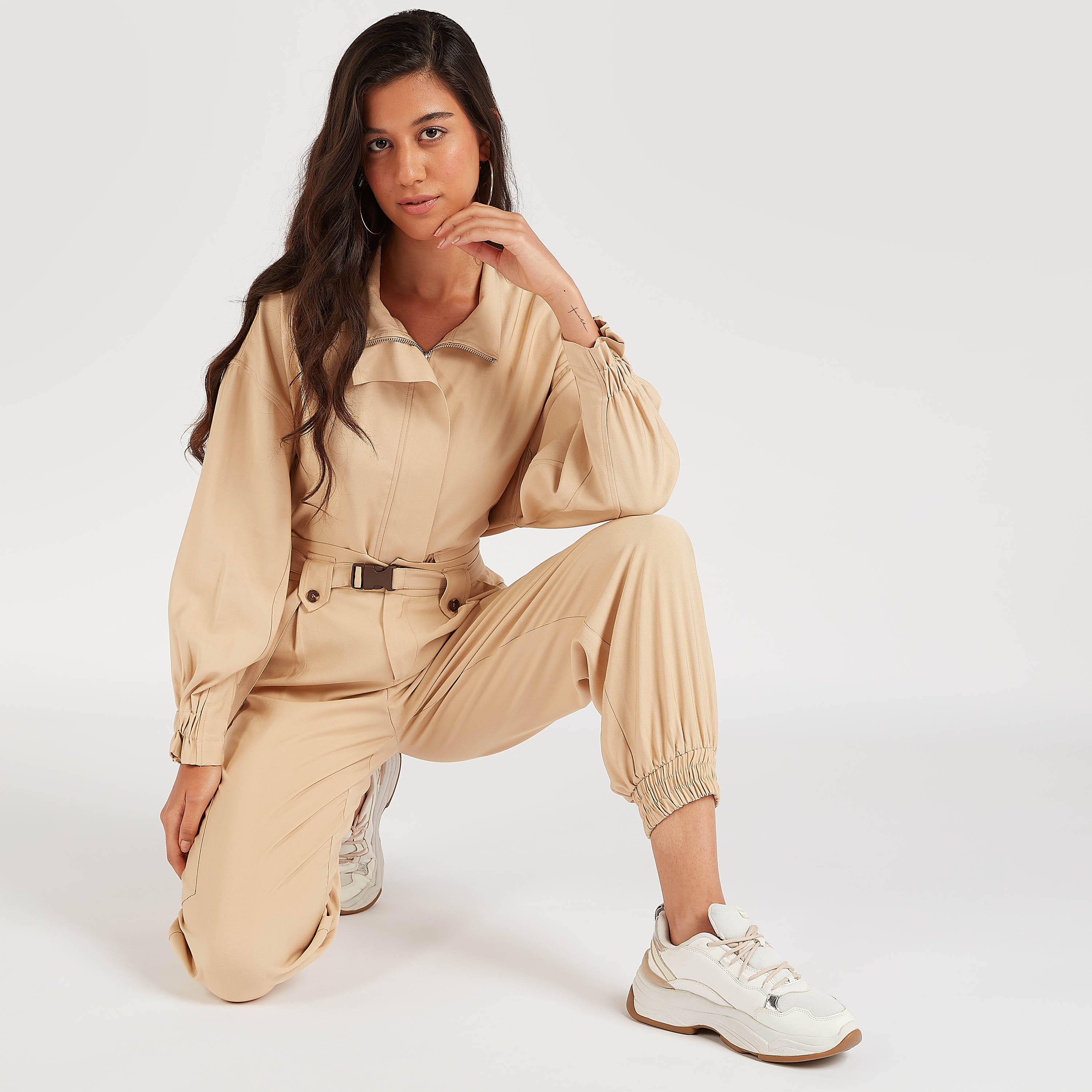 Solid High-Rise Cargo Pants with Belt and Pockets-women-clothing-bottoms-joggers-image-2
