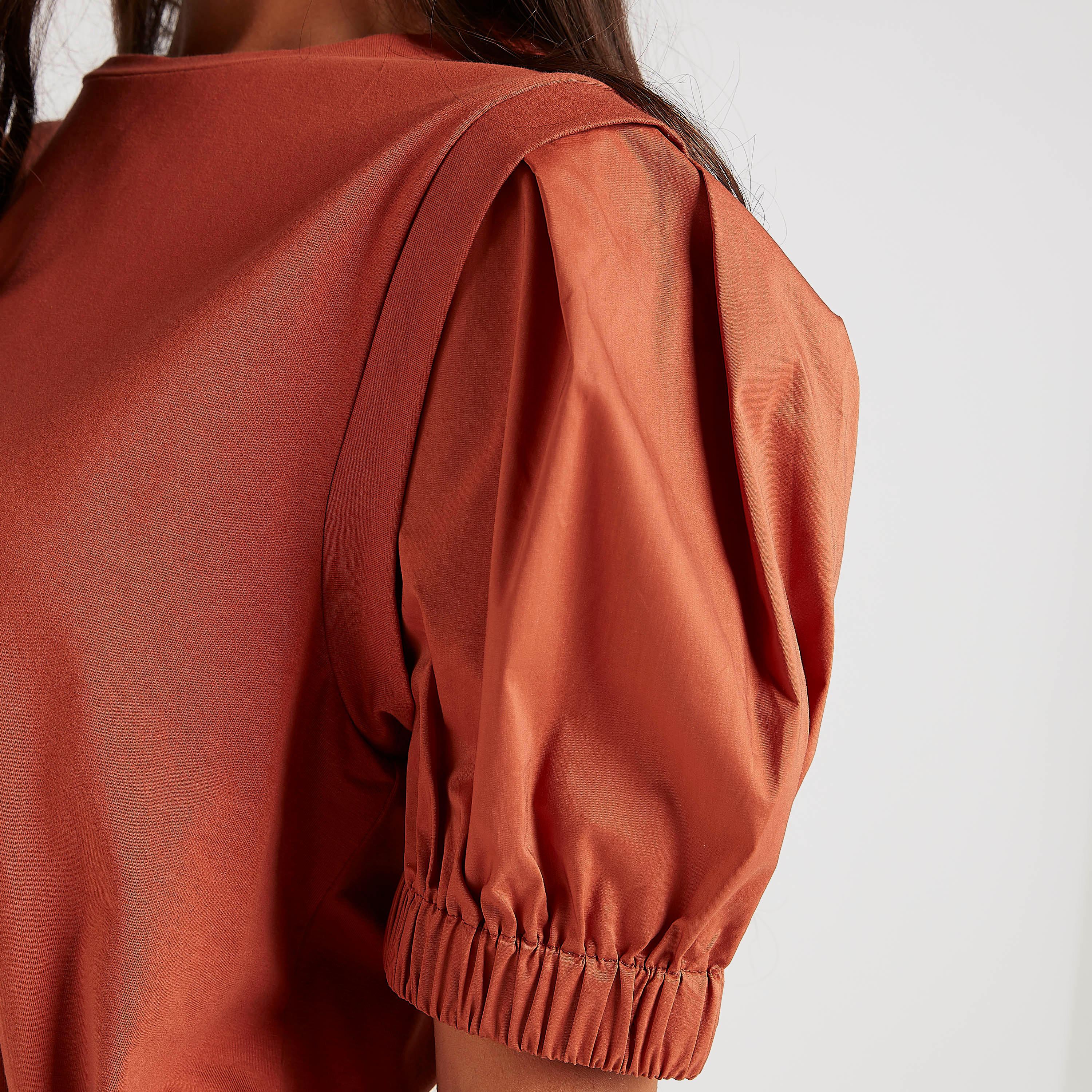 Solid Top with Crew Neck and Puff Sleeves-women-clothing-shirtsandblouses-blouses-image-5