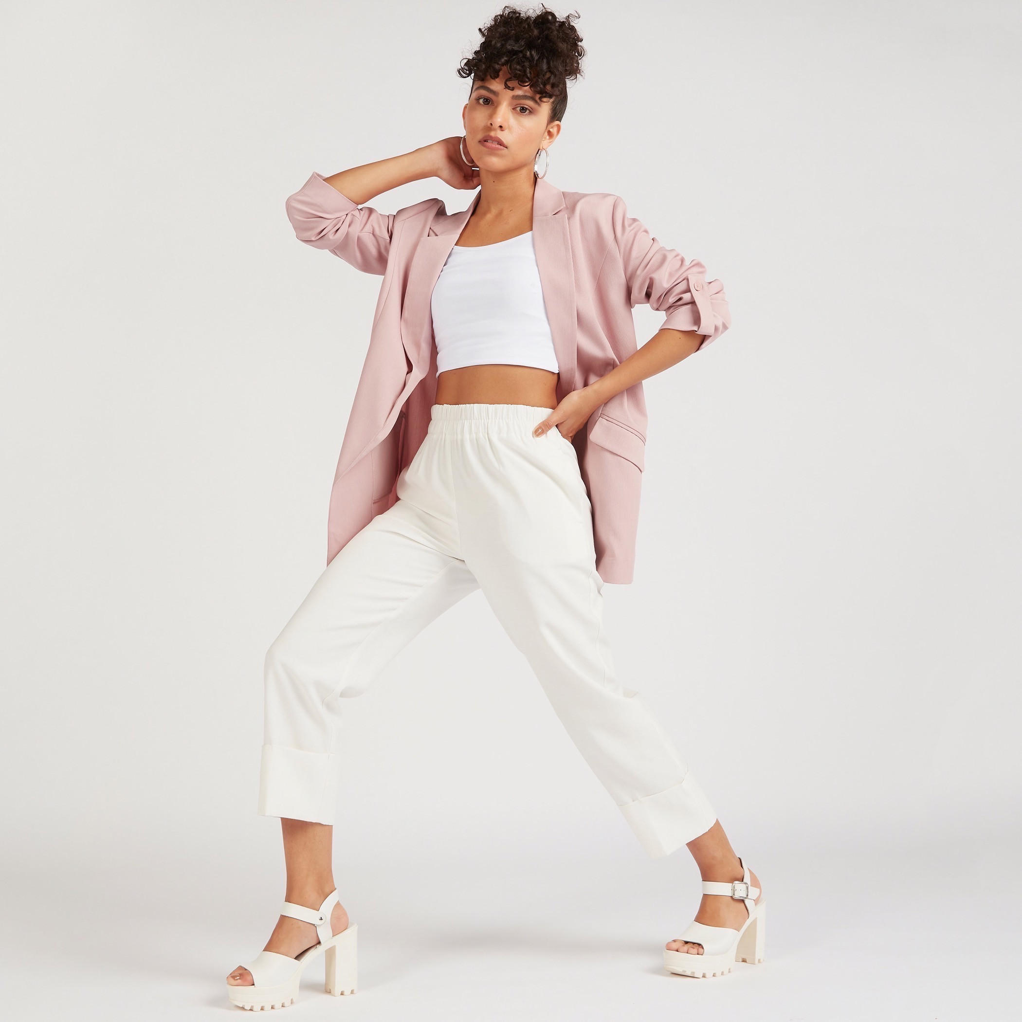 Solid Longline Blazer with Flap Pockets and Notch Lapel-women-clothing-coatsandjackets-blazers-image-2