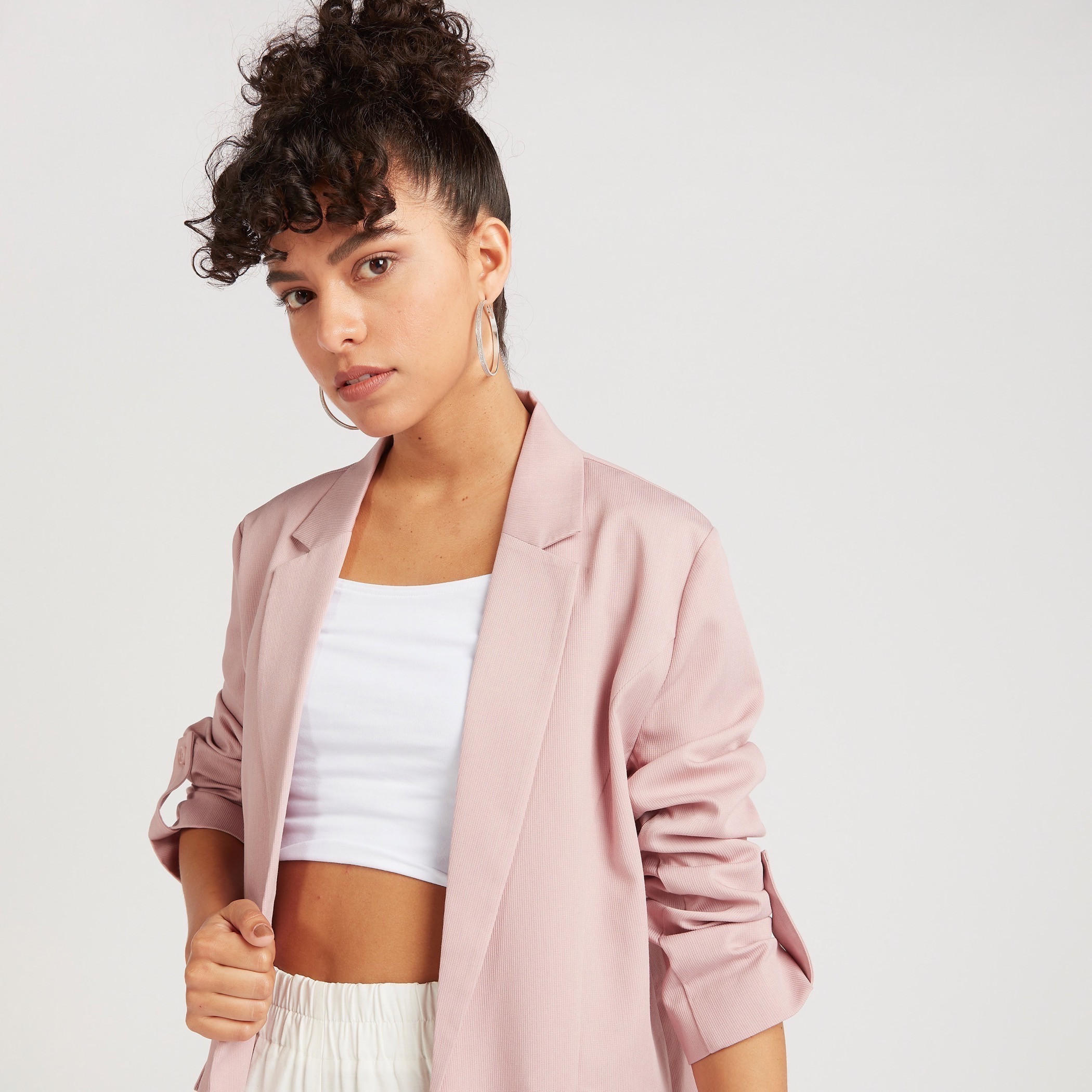 Solid Longline Blazer with Flap Pockets and Notch Lapel-women-clothing-coatsandjackets-blazers-image-3