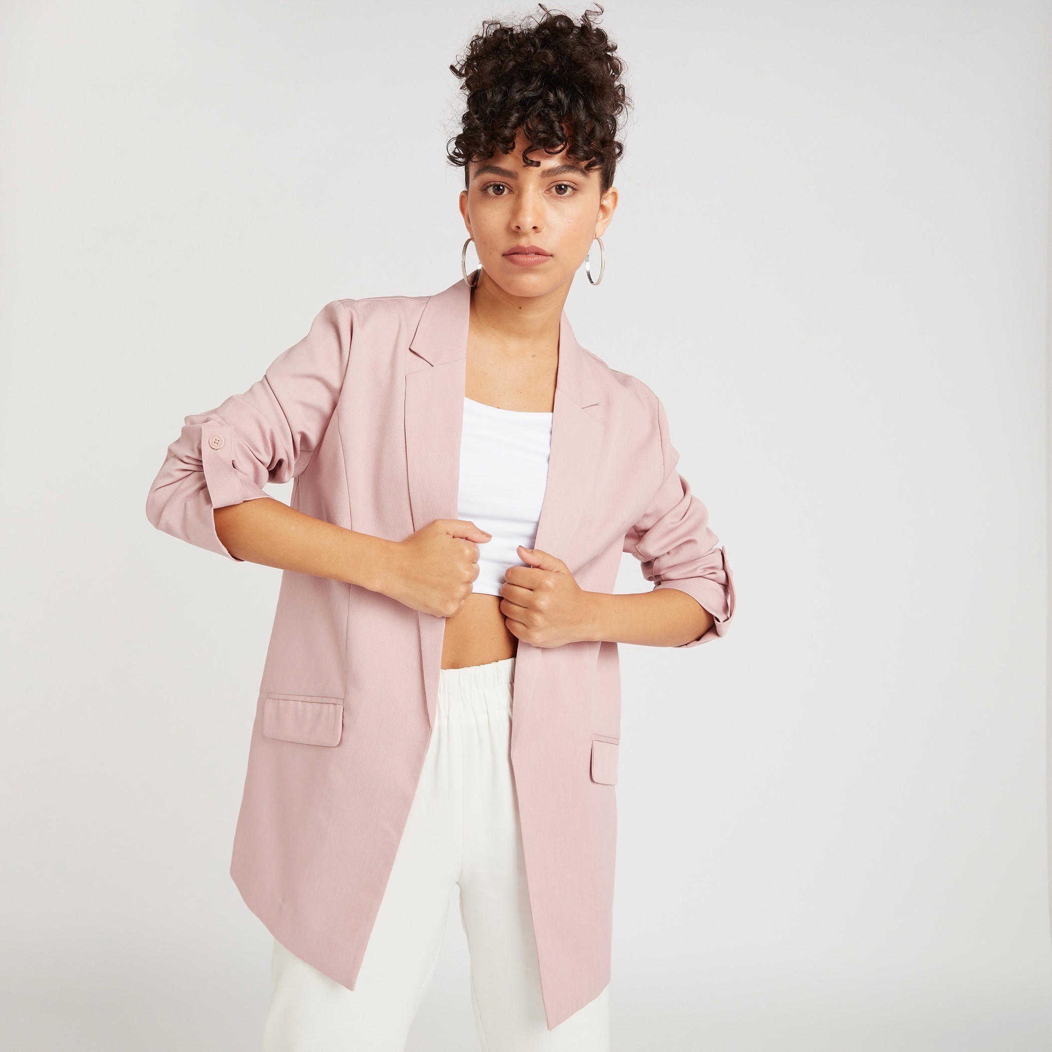 Solid Longline Blazer with Flap Pockets and Notch Lapel-women-clothing-coatsandjackets-blazers-image-5