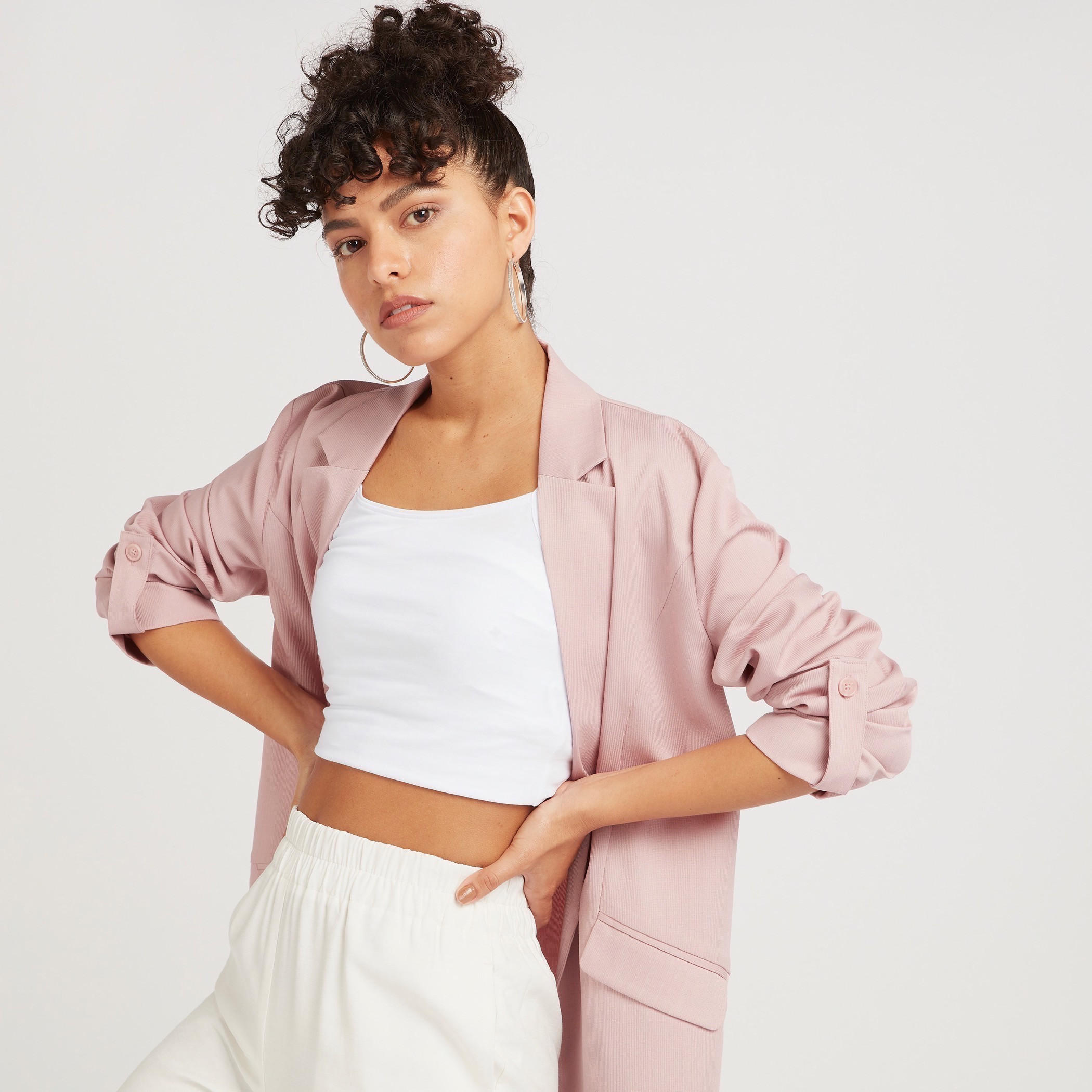 Solid Longline Blazer with Flap Pockets and Notch Lapel-women-clothing-coatsandjackets-blazers-image-8