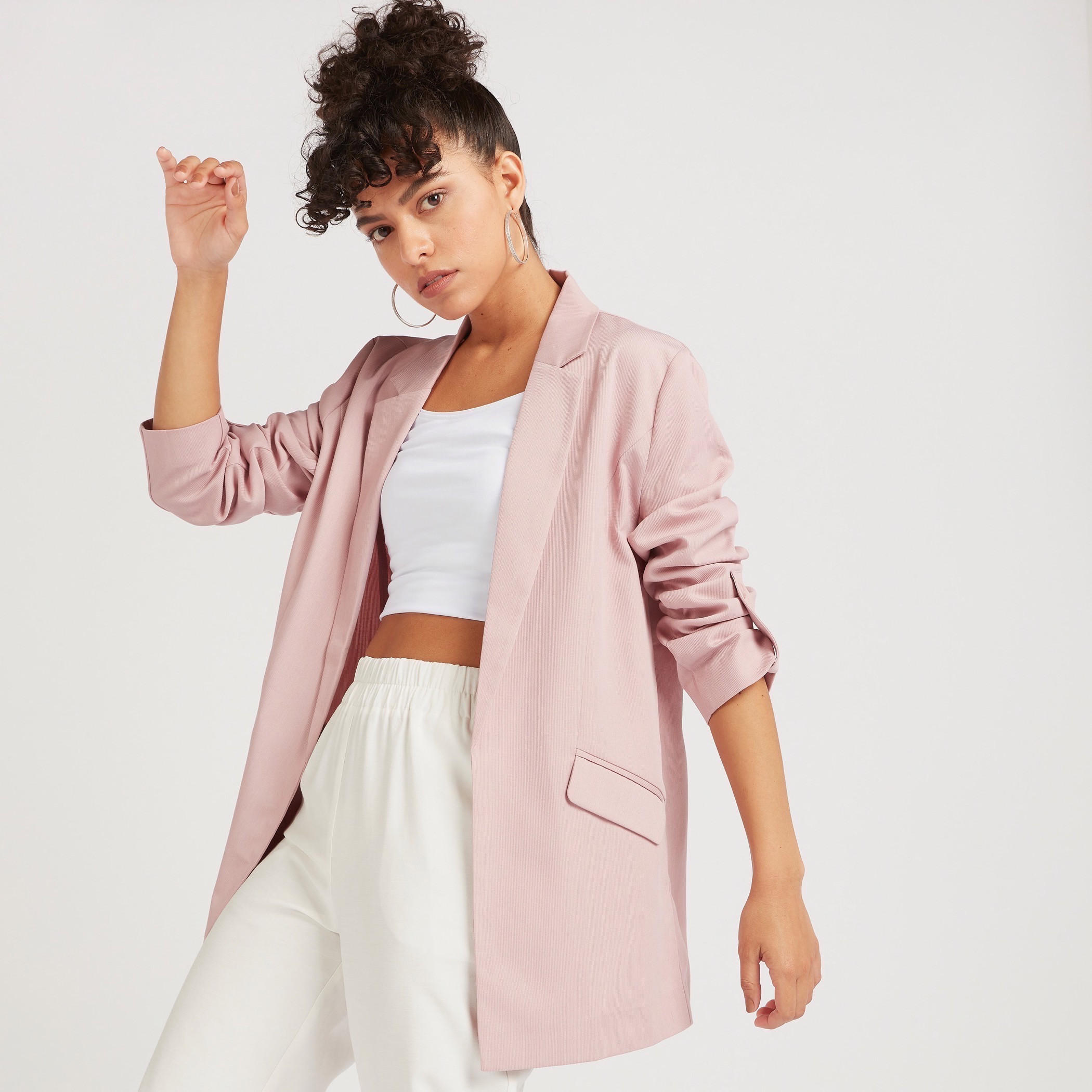 Solid Longline Blazer with Flap Pockets and Notch Lapel-women-clothing-coatsandjackets-blazers-image-9