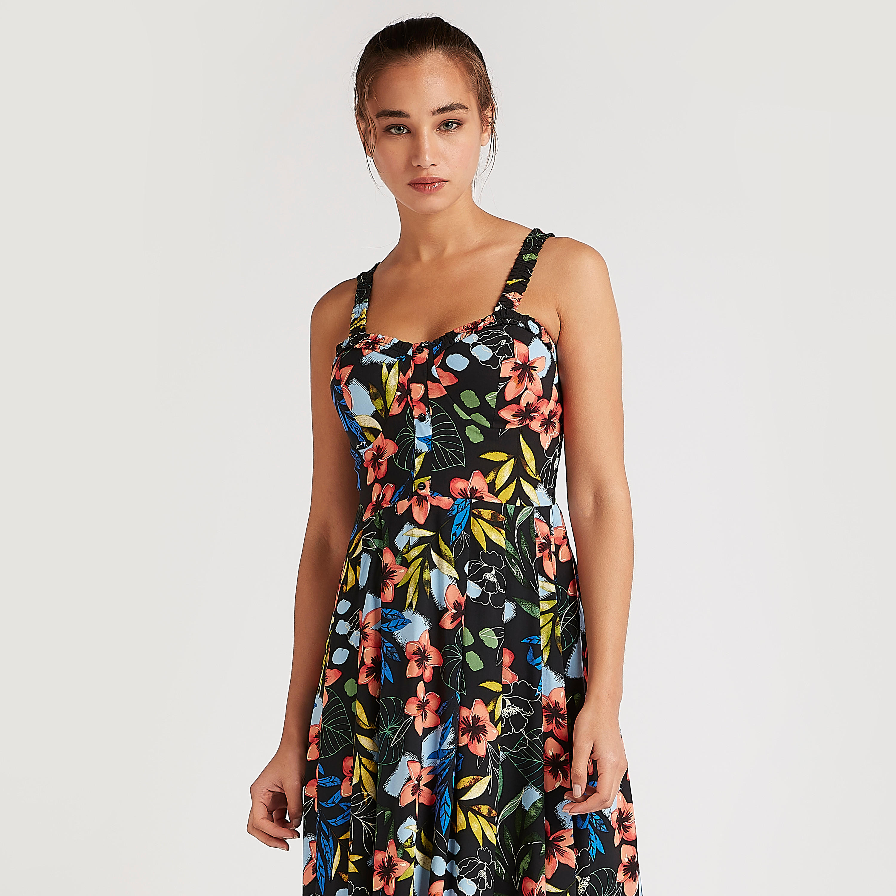 فستان ميدي إيه لاين بطبعات أزهار وظهر مطرّز-women-clothing-dresses-image-5