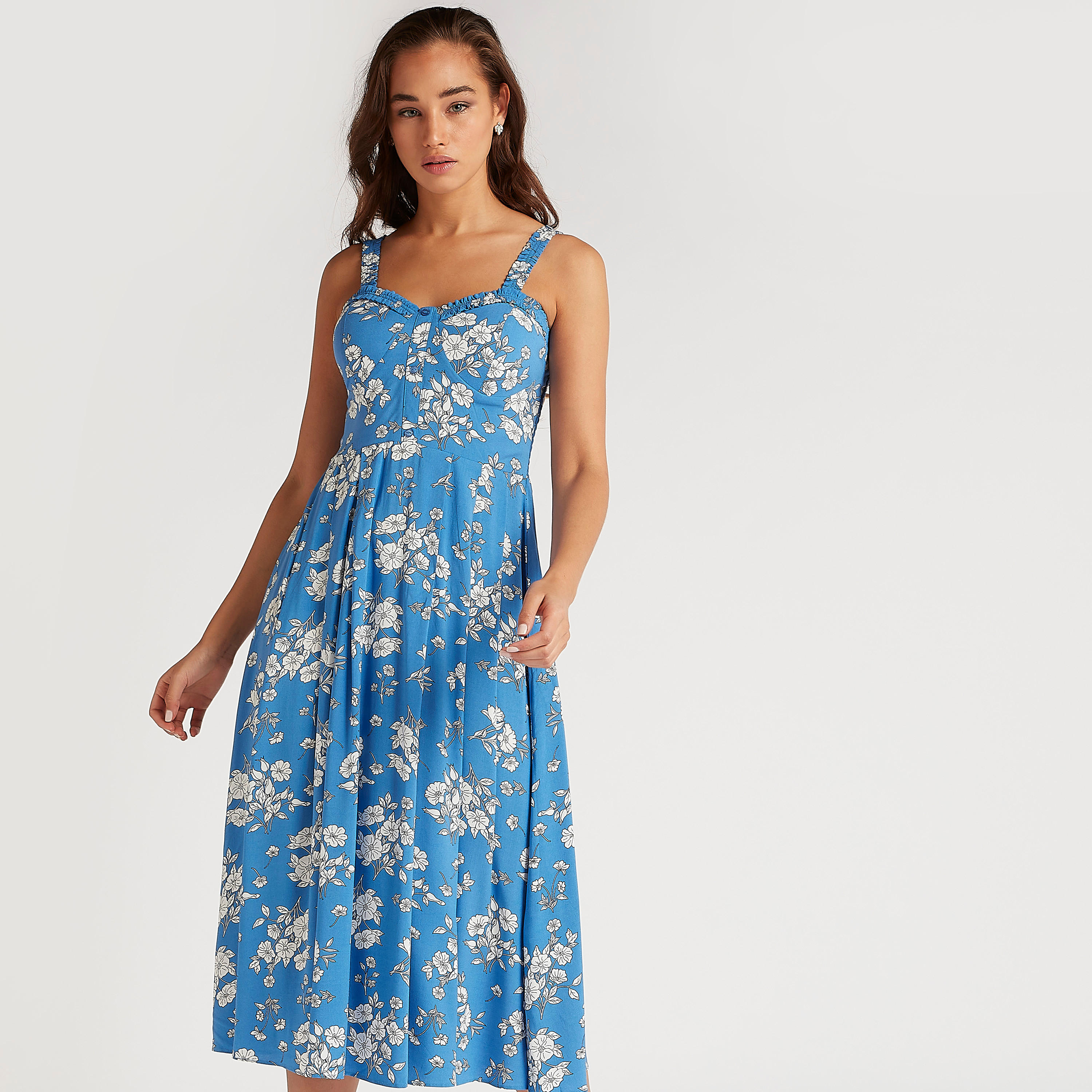 فستان ميدي إيه لاين بطبعات أزهار وظهر مطرّز-women-clothing-dresses-image-1