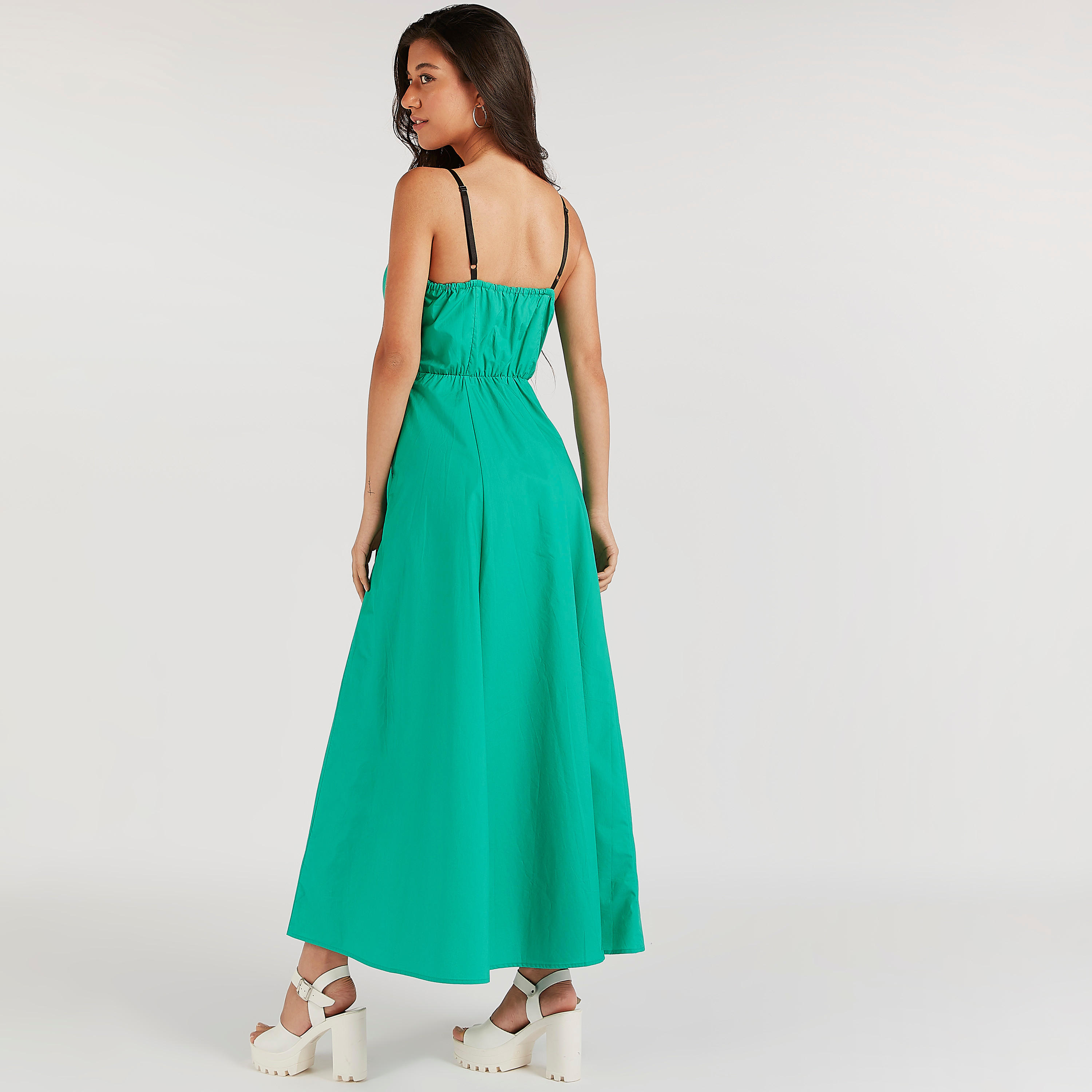 Solid Maxi A-line Cotton Dress with Adjustable Shoulder Straps-women-clothing-dresses-image-4