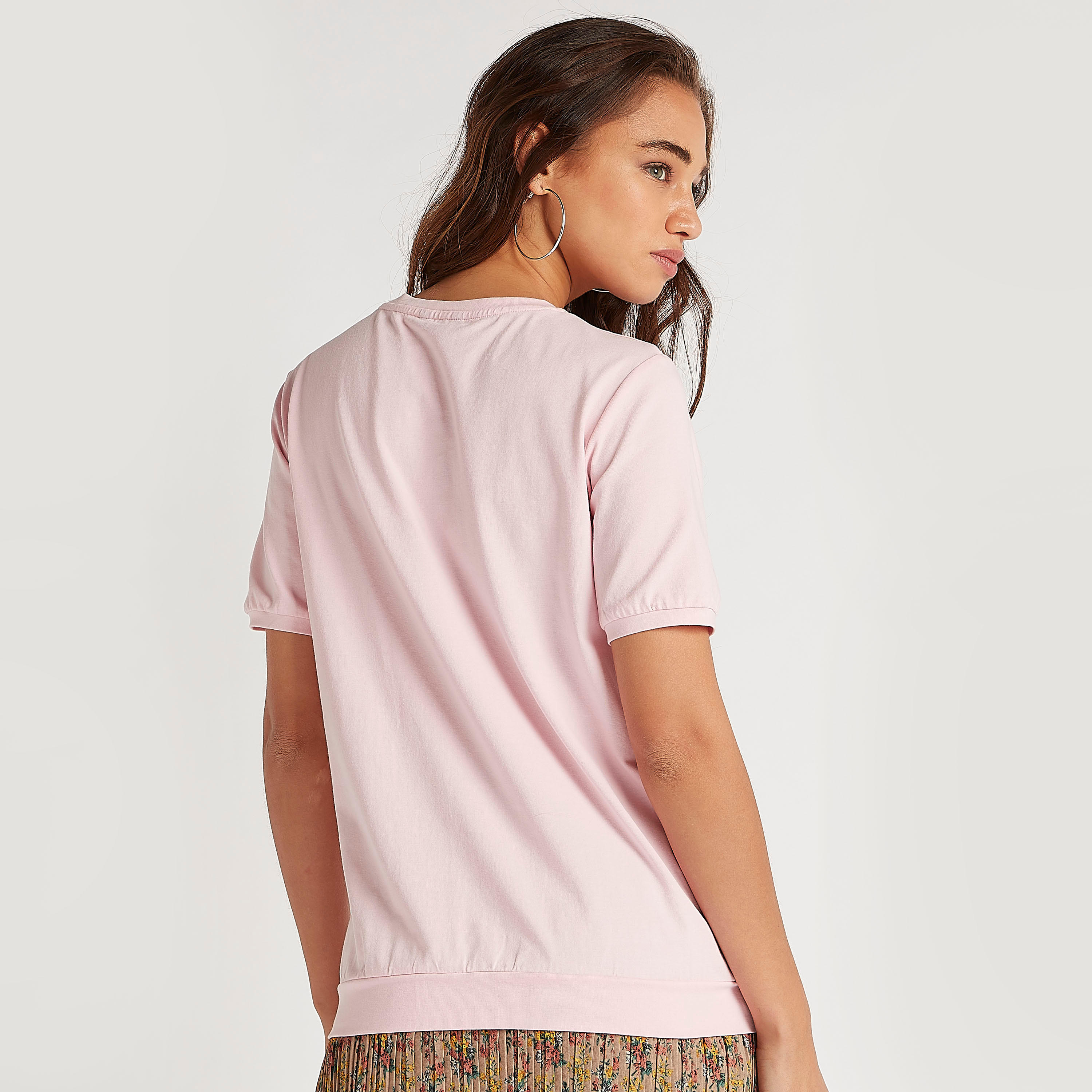 Embossed T-shirt with Short Sleeves and Crew Neck-women-clothing-tshirts-image-4