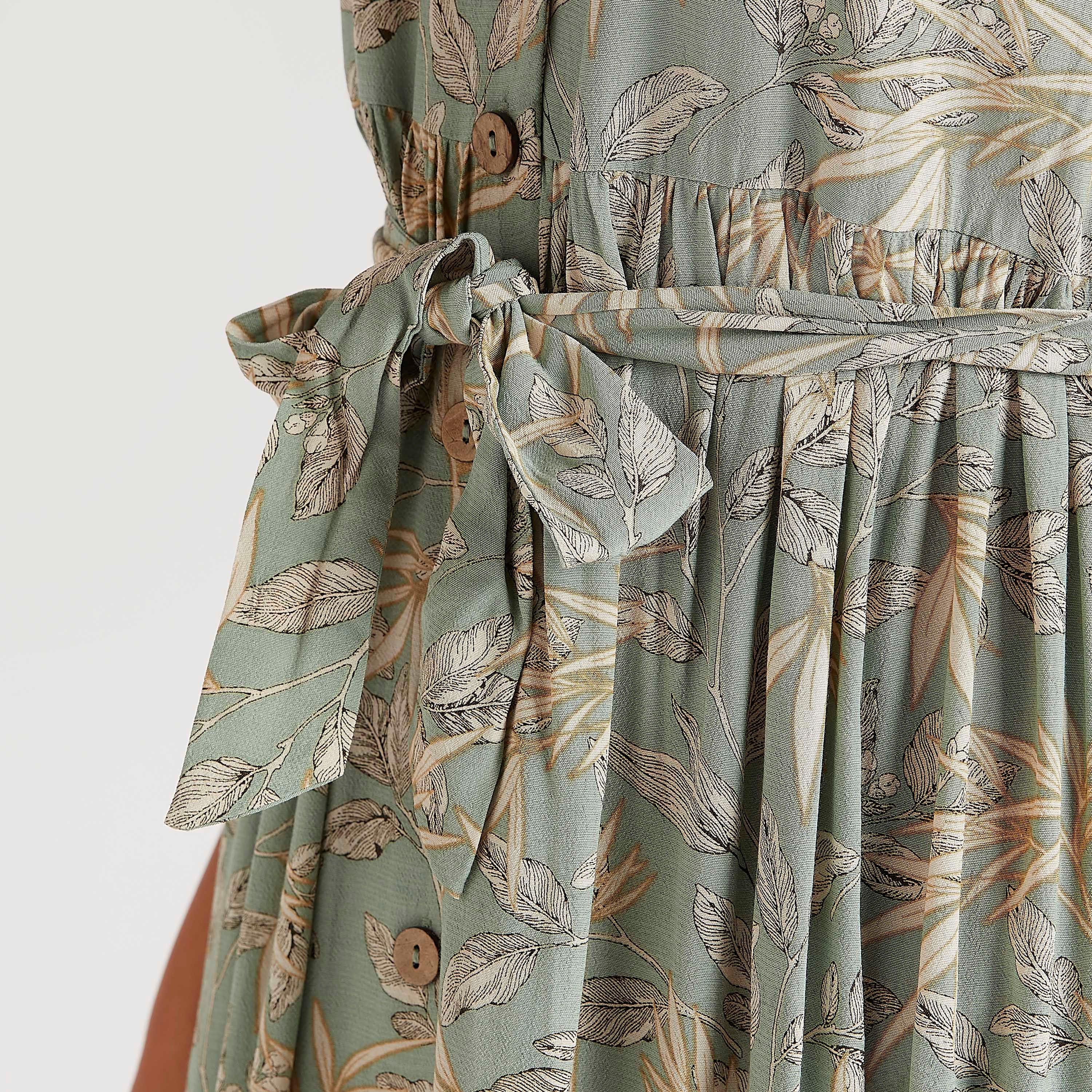 فستان قميص ميدي ملفوف بطبعات بوتانيكال وأكمام قصيرة-women-clothing-dresses-image-6