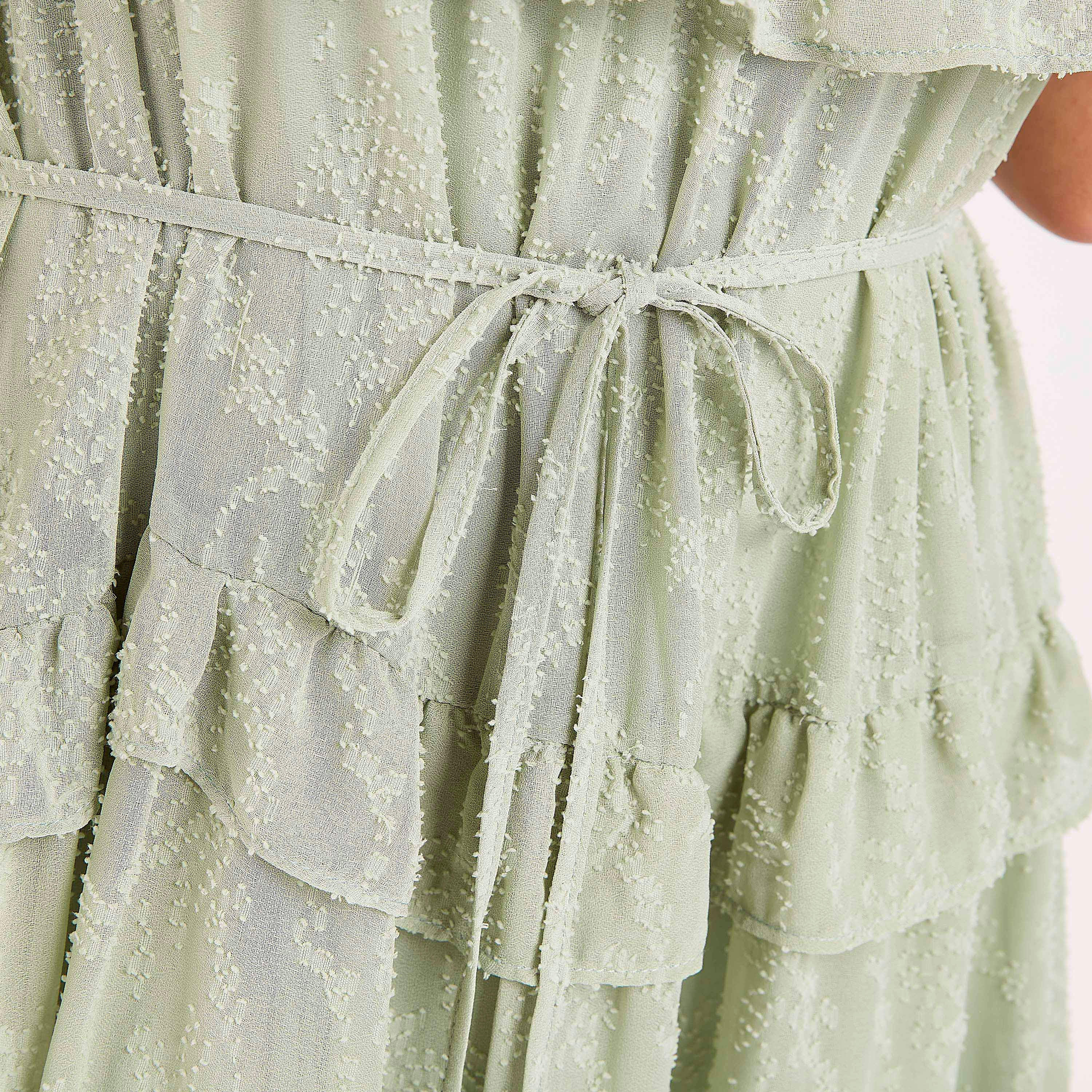 فستان إيه لاين قصير بارز الملمس بتفاصيل كشكشة وأحزمة قابلة للتّعديل-women-clothing-dresses-image-6