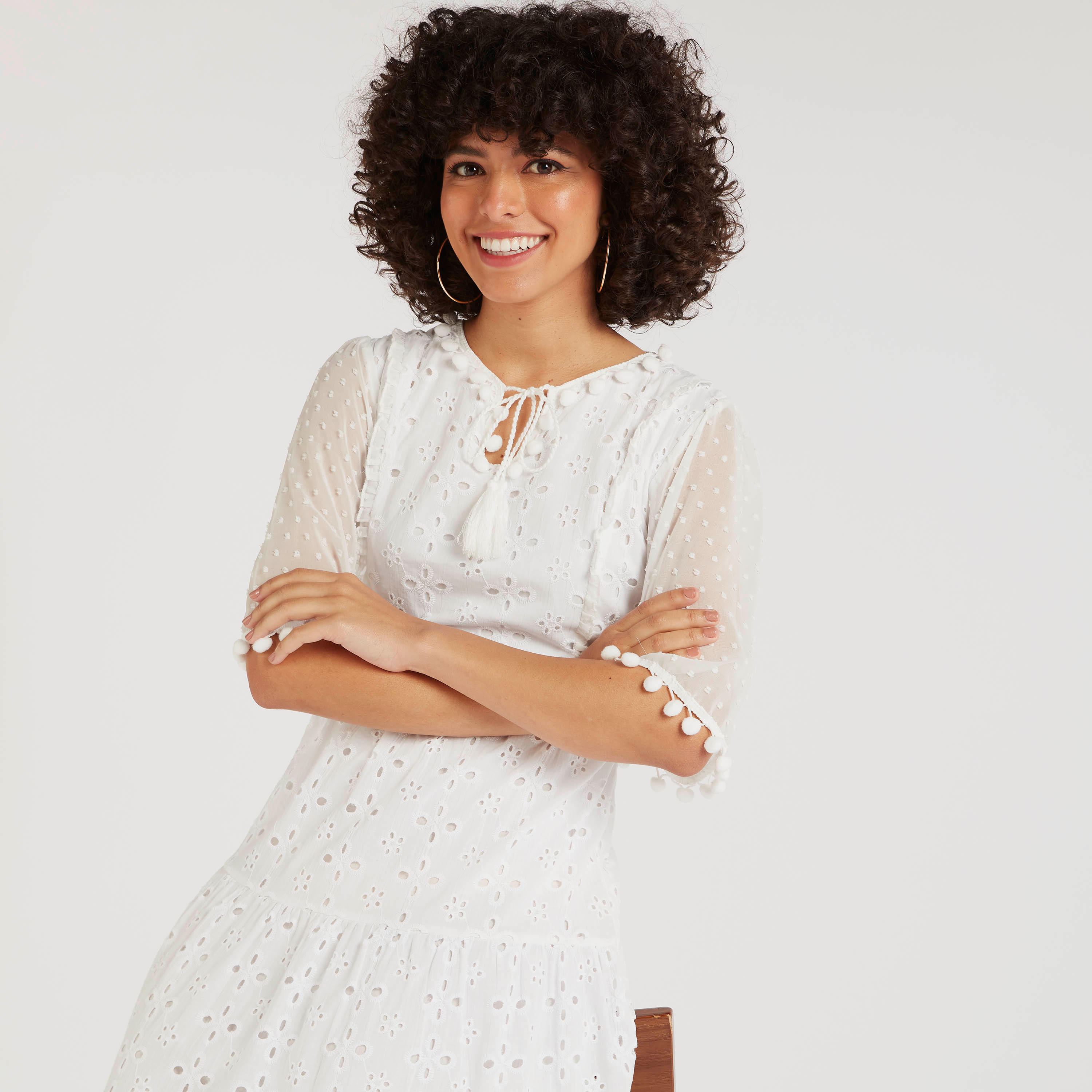 فستان طويل مطرّز إيه لاين بياقة بأربطة ودانتيل بوم بوم-women-clothing-dresses-image-5