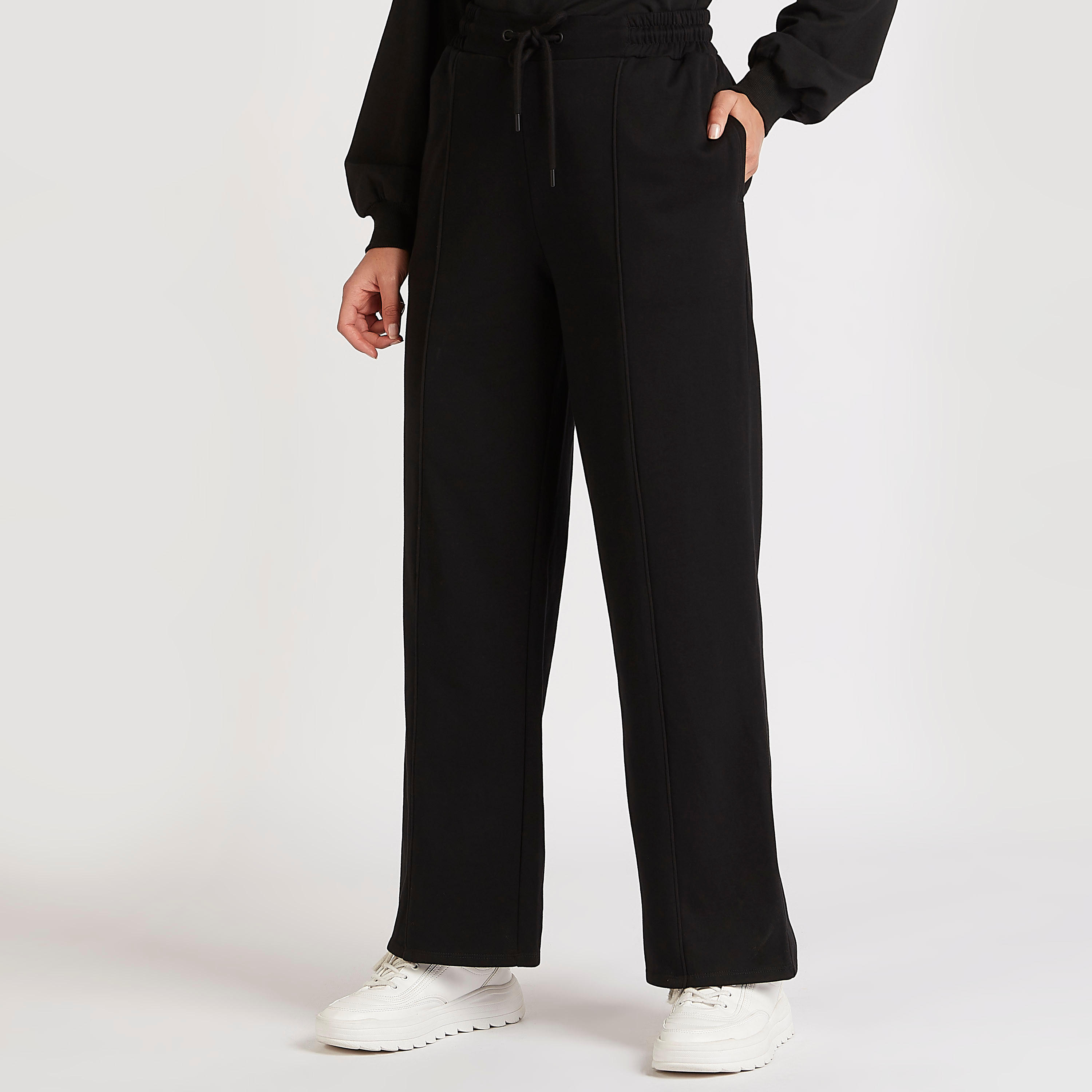 بنطلون واسع بقصّة مستقيمة ورباط إغلاق وخصر متوسّط الارتفاع-women-clothing-bottoms-trousers-image-4