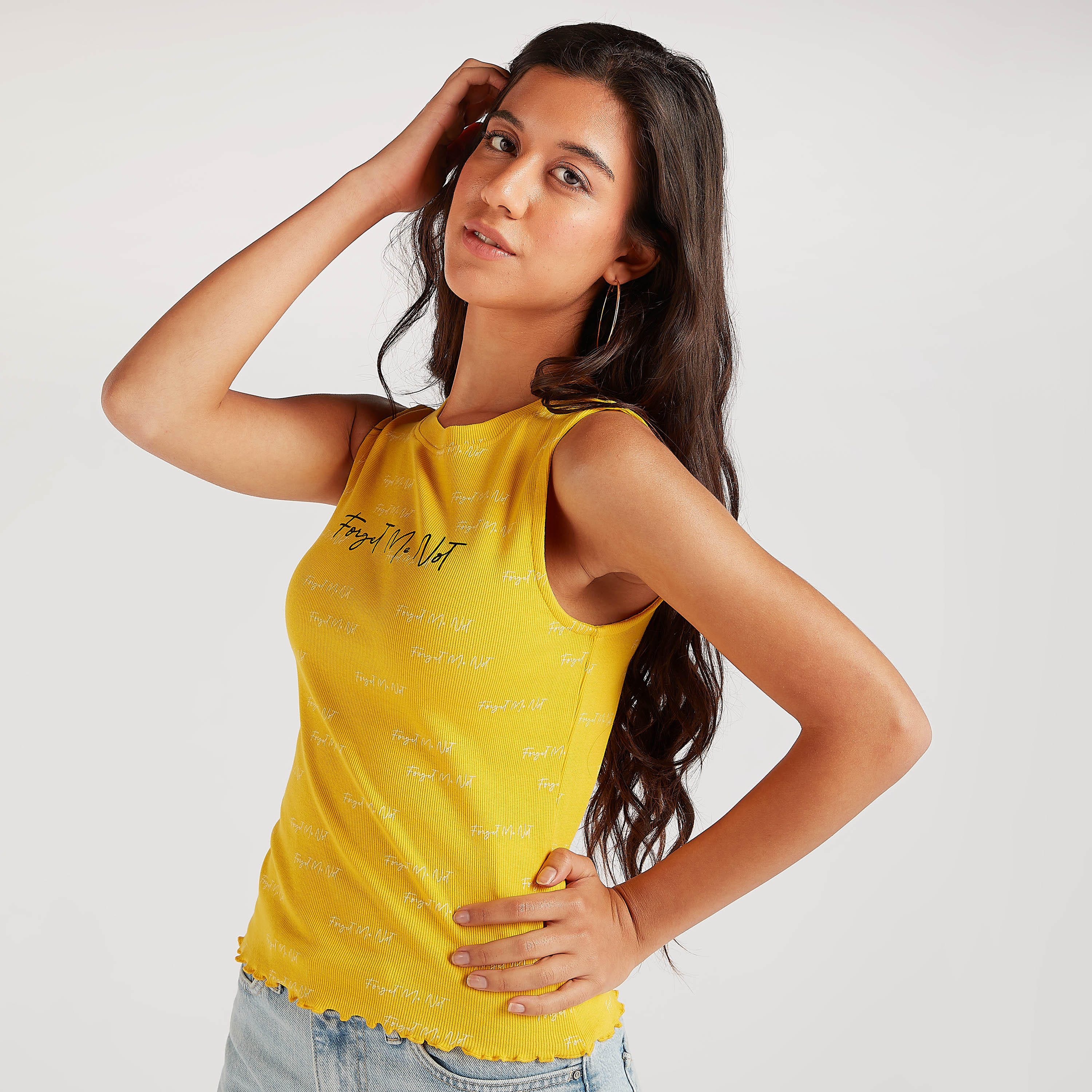 Slogan Print Vest with Crew Neck-women-clothing-tshirts-image-1