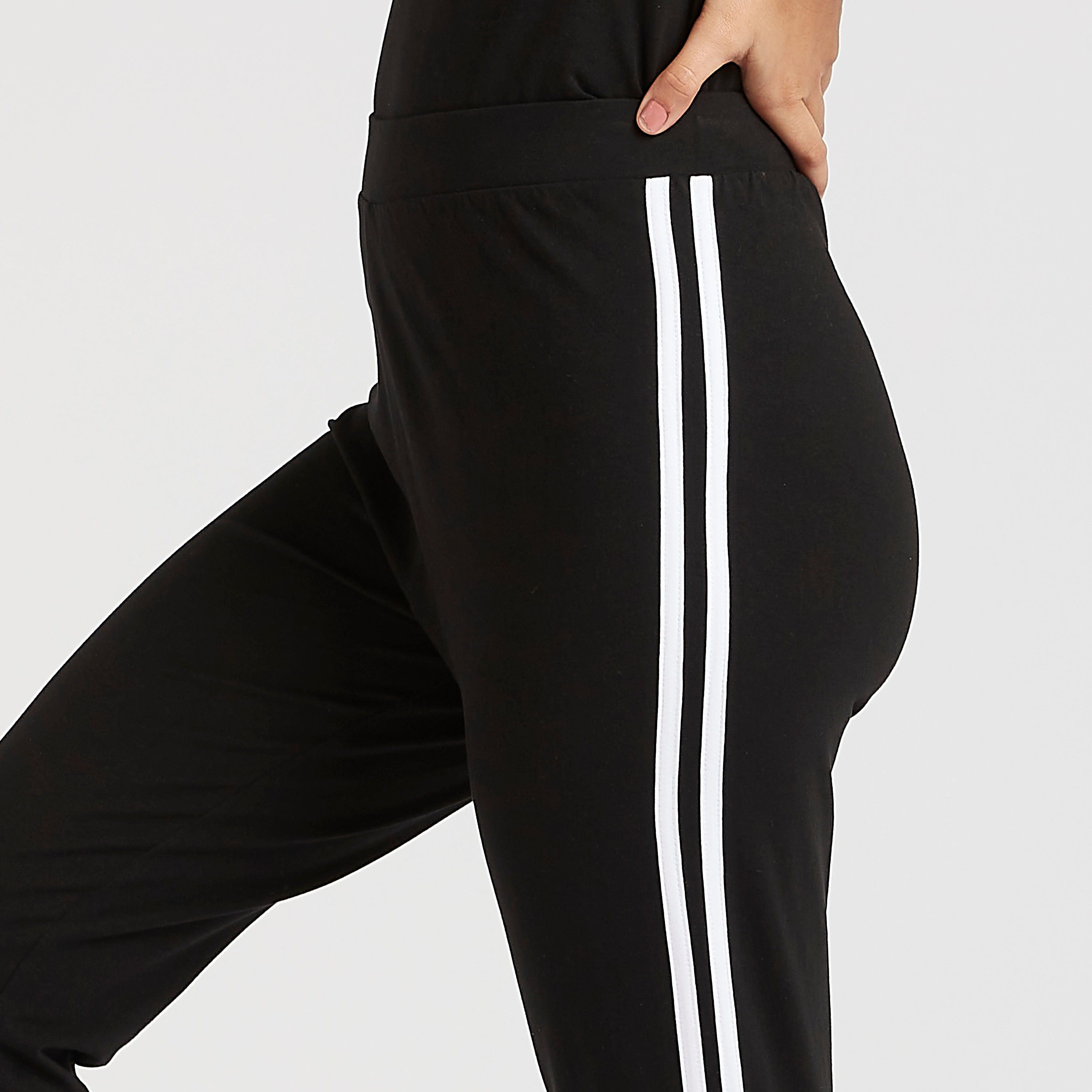 بنطلون ليقنز مقلّم بخصر مطّاطي متوسط الارتفاع-women-clothing-bottoms-leggings-image-3