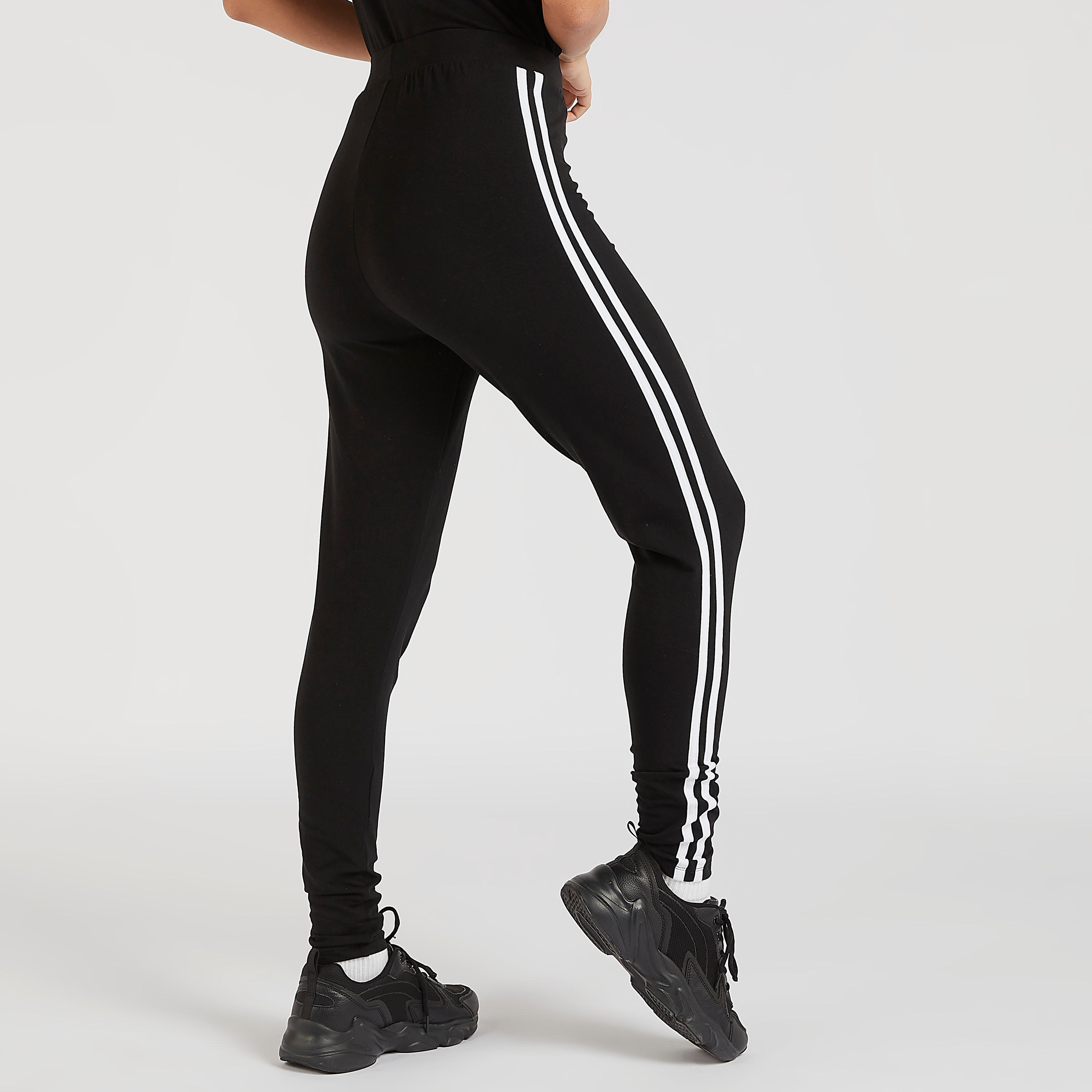 بنطلون ليقنز مقلّم بخصر مطّاطي متوسط الارتفاع-women-clothing-bottoms-leggings-image-4
