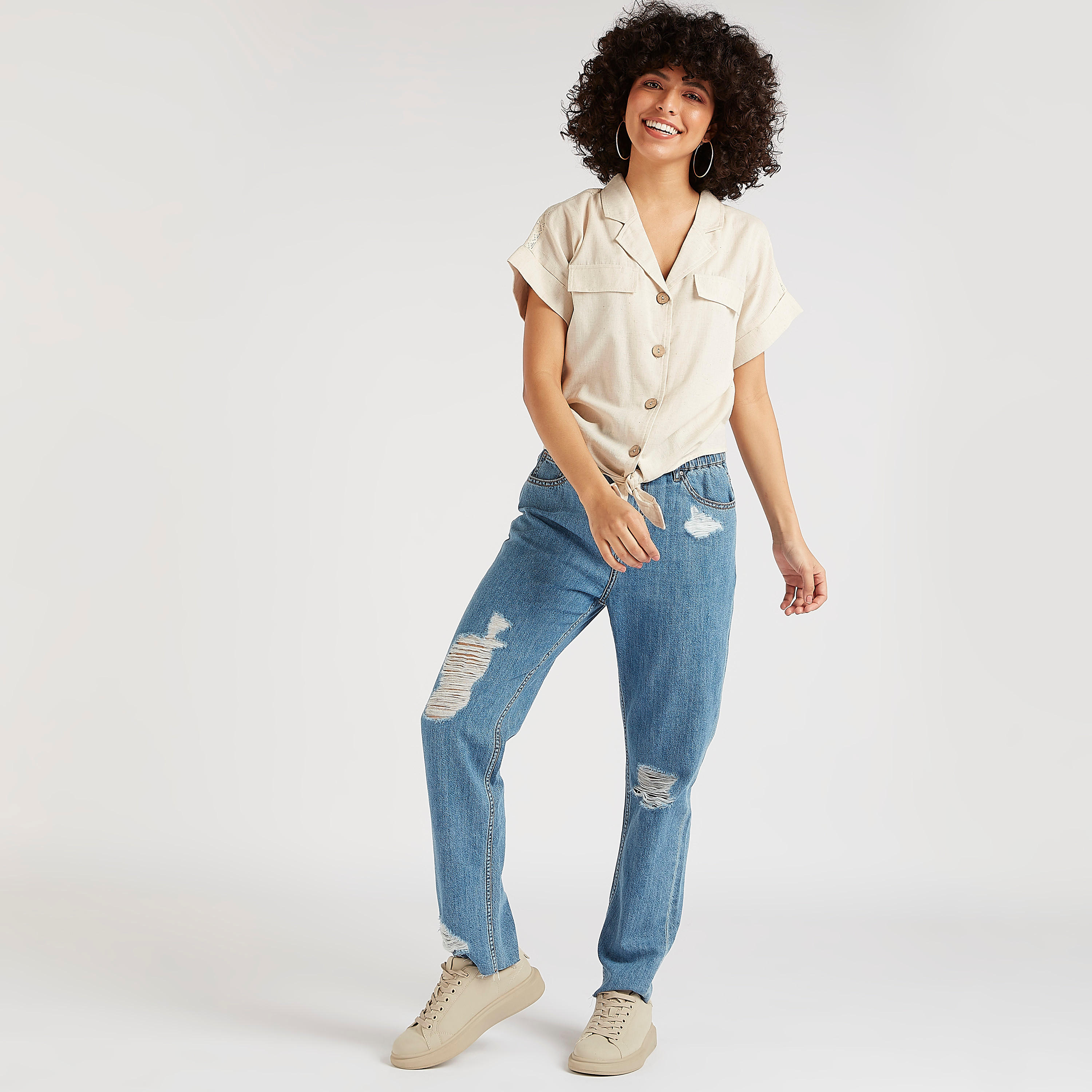 بلوزة سادة بياقة طويلة ورباط-women-clothing-shirtsandblouses-blouses-image-4