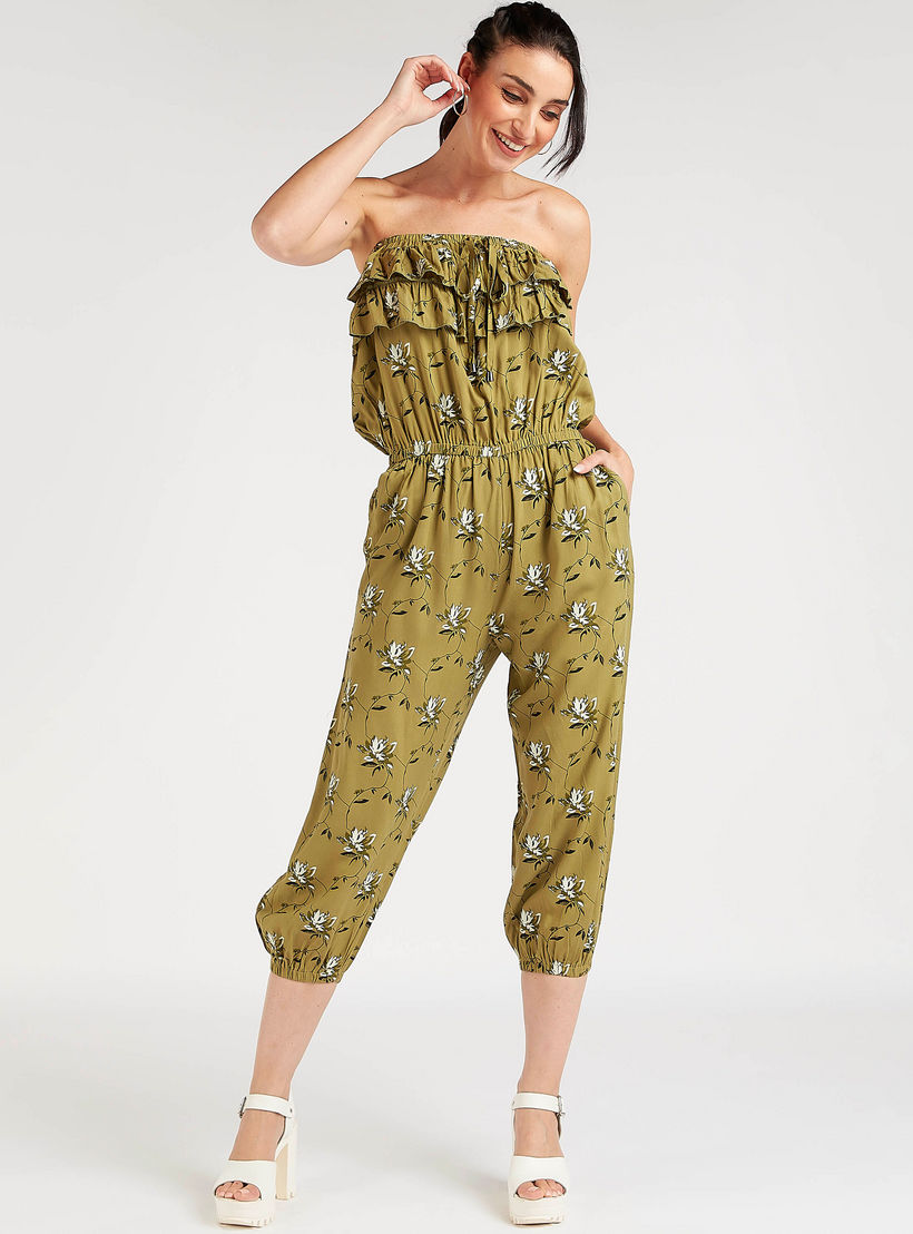جمبسوت دون حزام بكشكشة وتصميم أزهار وجيوب-women-clothing-jumpsuits-image-3