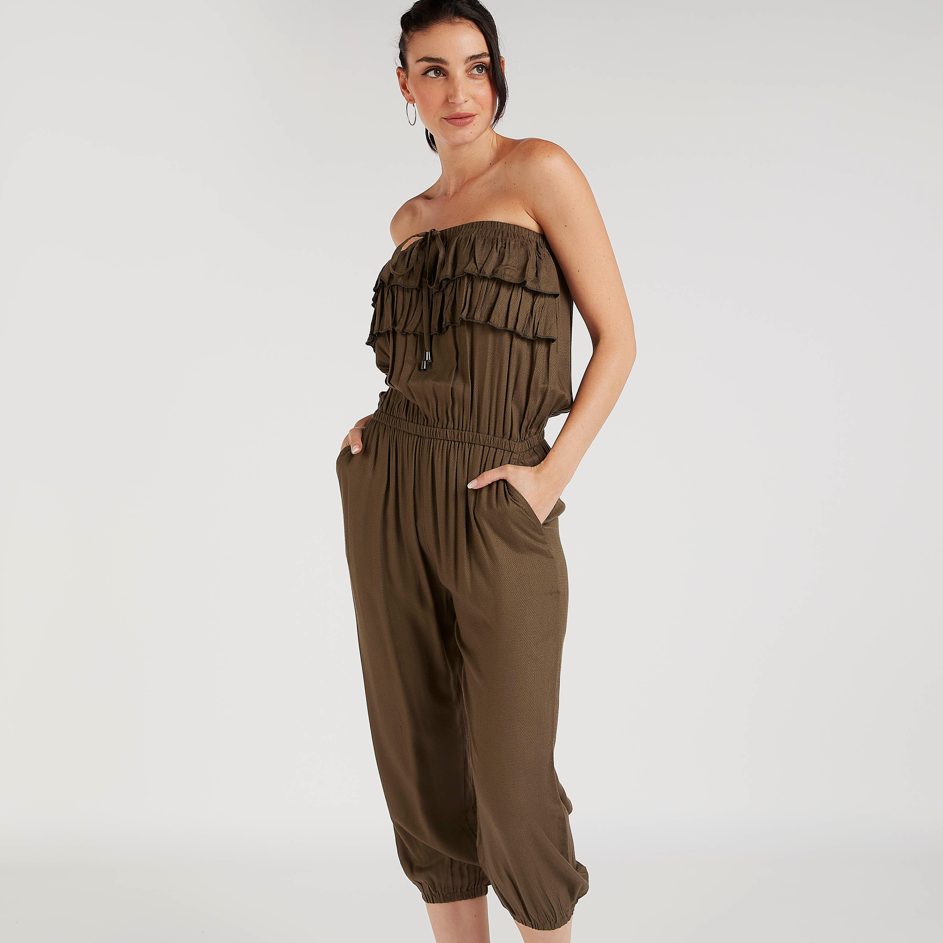 Solid Strapless Jumpsuit with Ruffles and Pockets-women-clothing-jumpsuits-image-1