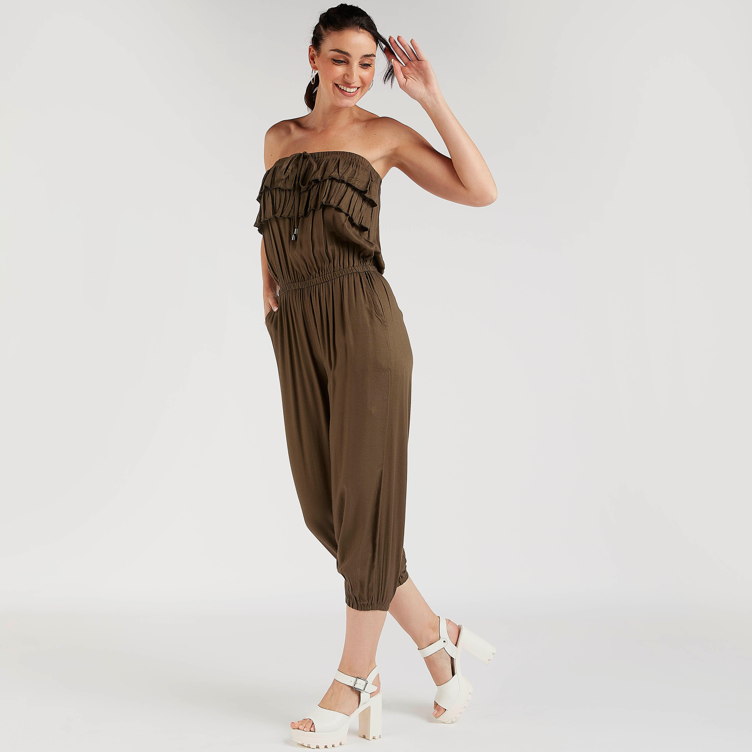 Solid Strapless Jumpsuit with Ruffles and Pockets-women-clothing-jumpsuits-image-2