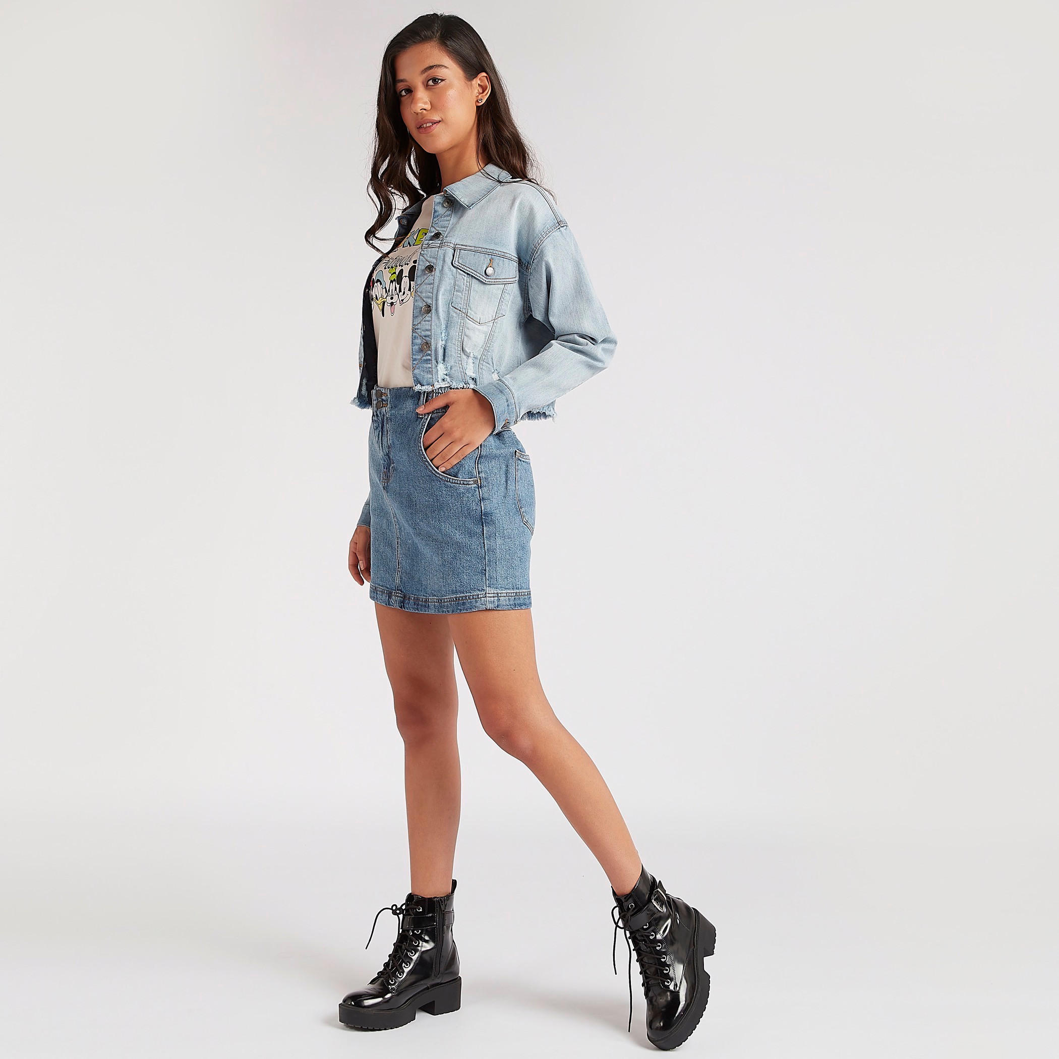 تنورة ضيقة قصيرة سادة بزر إغلاق وجيوب-women-clothing-bottoms-skirts-image-3