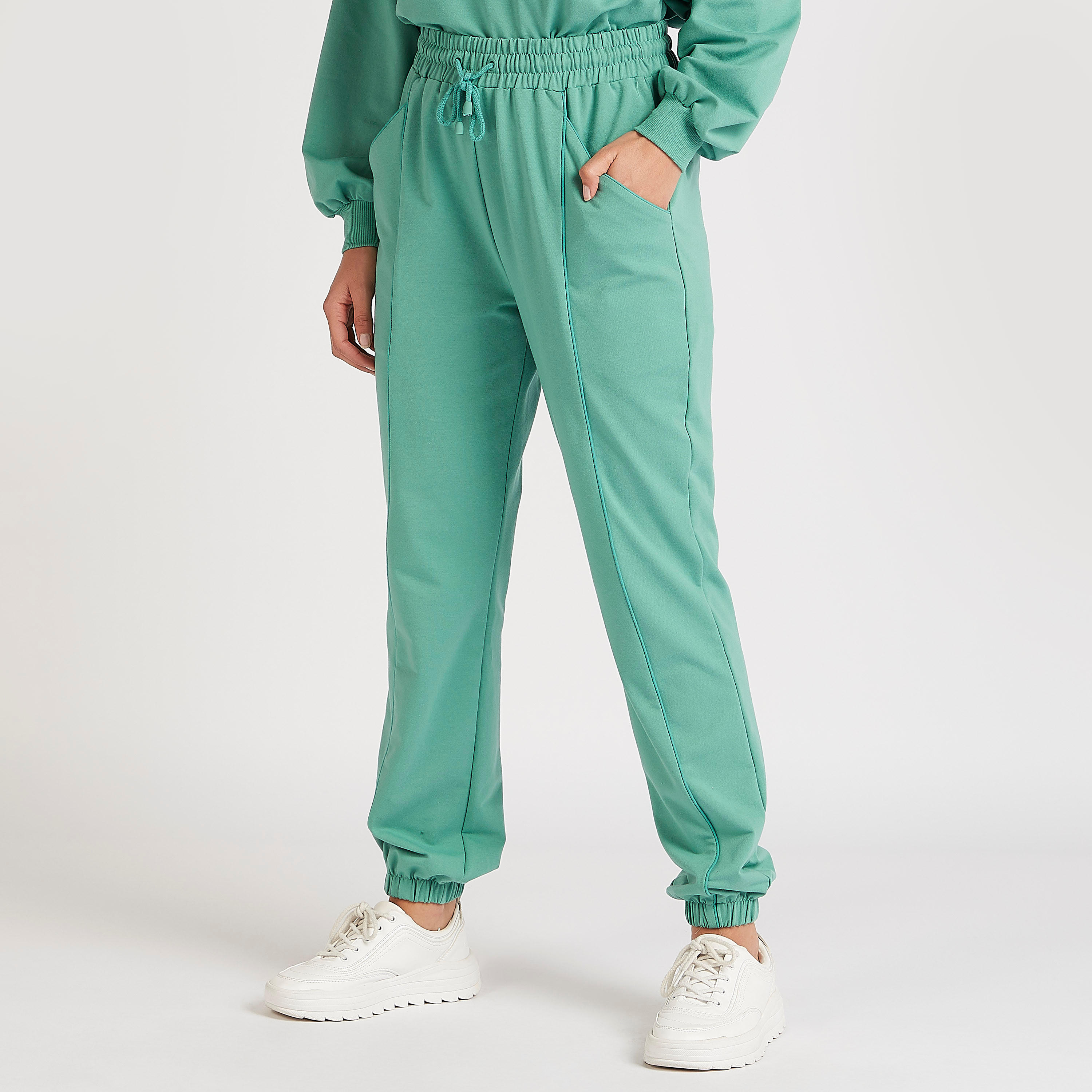 Solid Mid-Rise Joggers with Drawstring and Pockets-women-clothing-bottoms-joggers-image-1