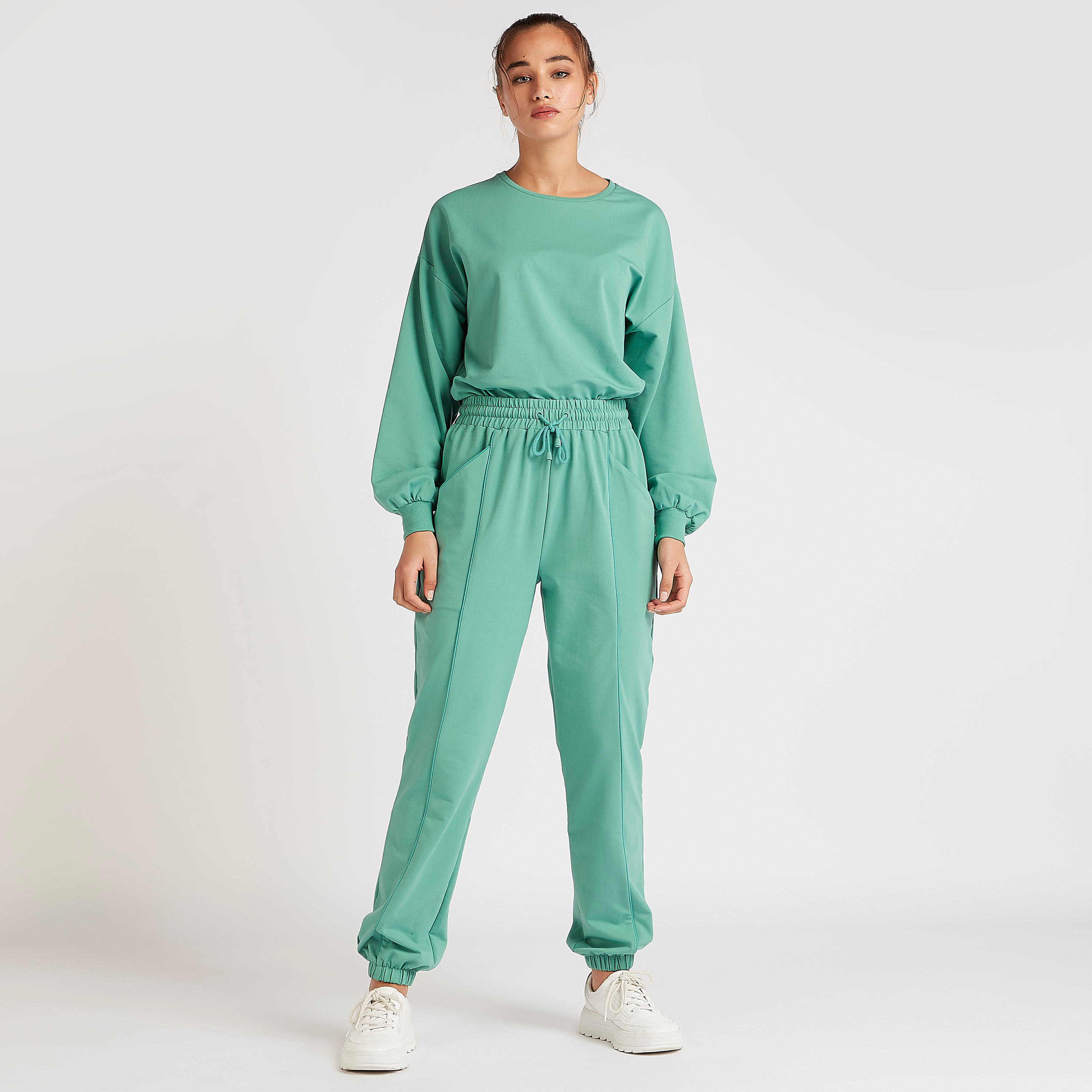 Solid Mid-Rise Joggers with Drawstring and Pockets-women-clothing-bottoms-joggers-image-2