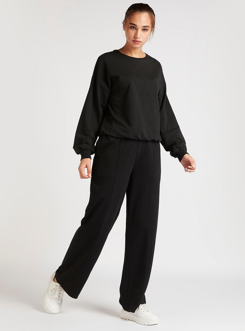 سويت شيرت سادة بياقة ضيّقة وأكمام طويلة-women-winterwear-hoodiesandsweatshirts-sweatshirts-image-3