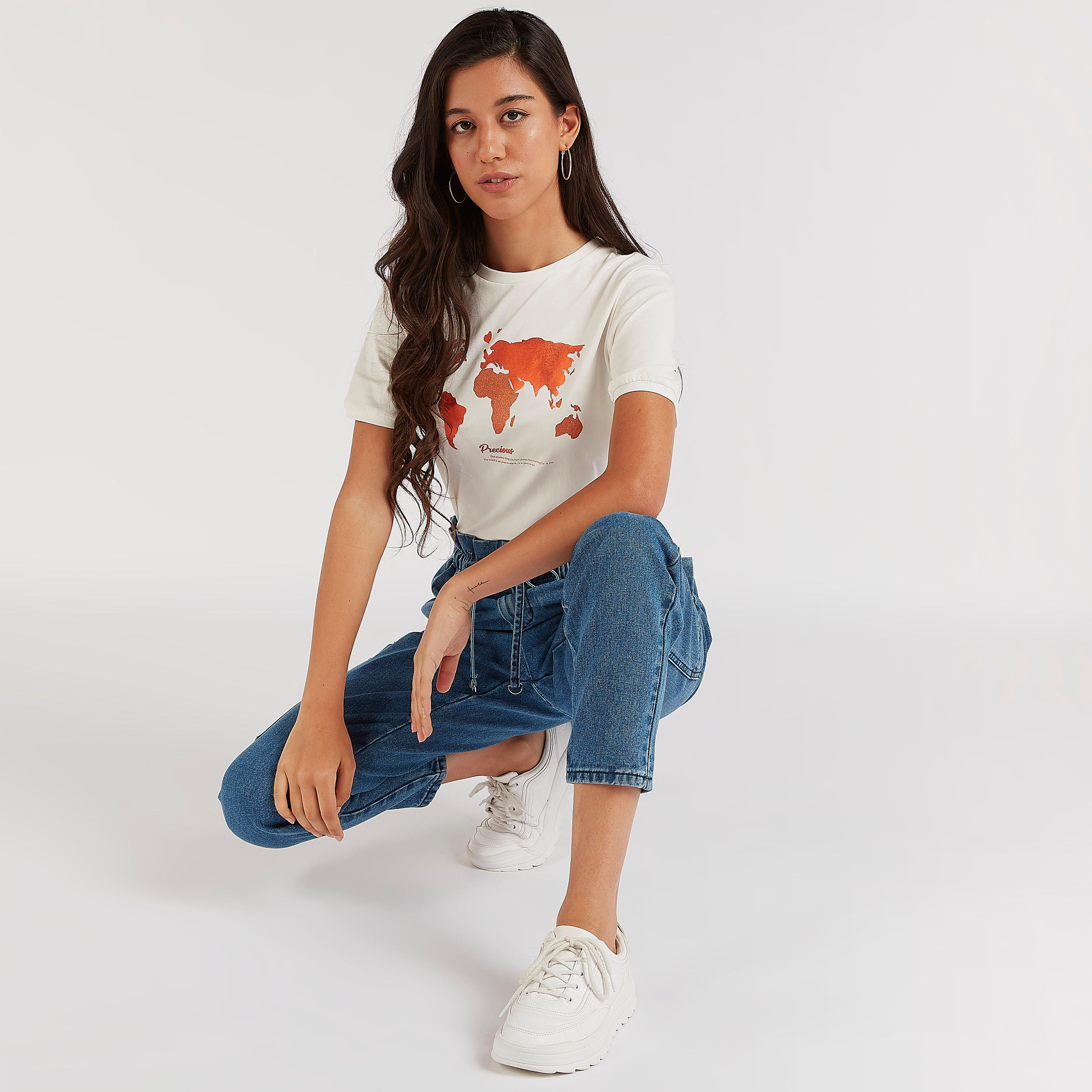 Printed Crew Neck T-shirt with Short Sleeves-women-clothing-tshirts-image-2