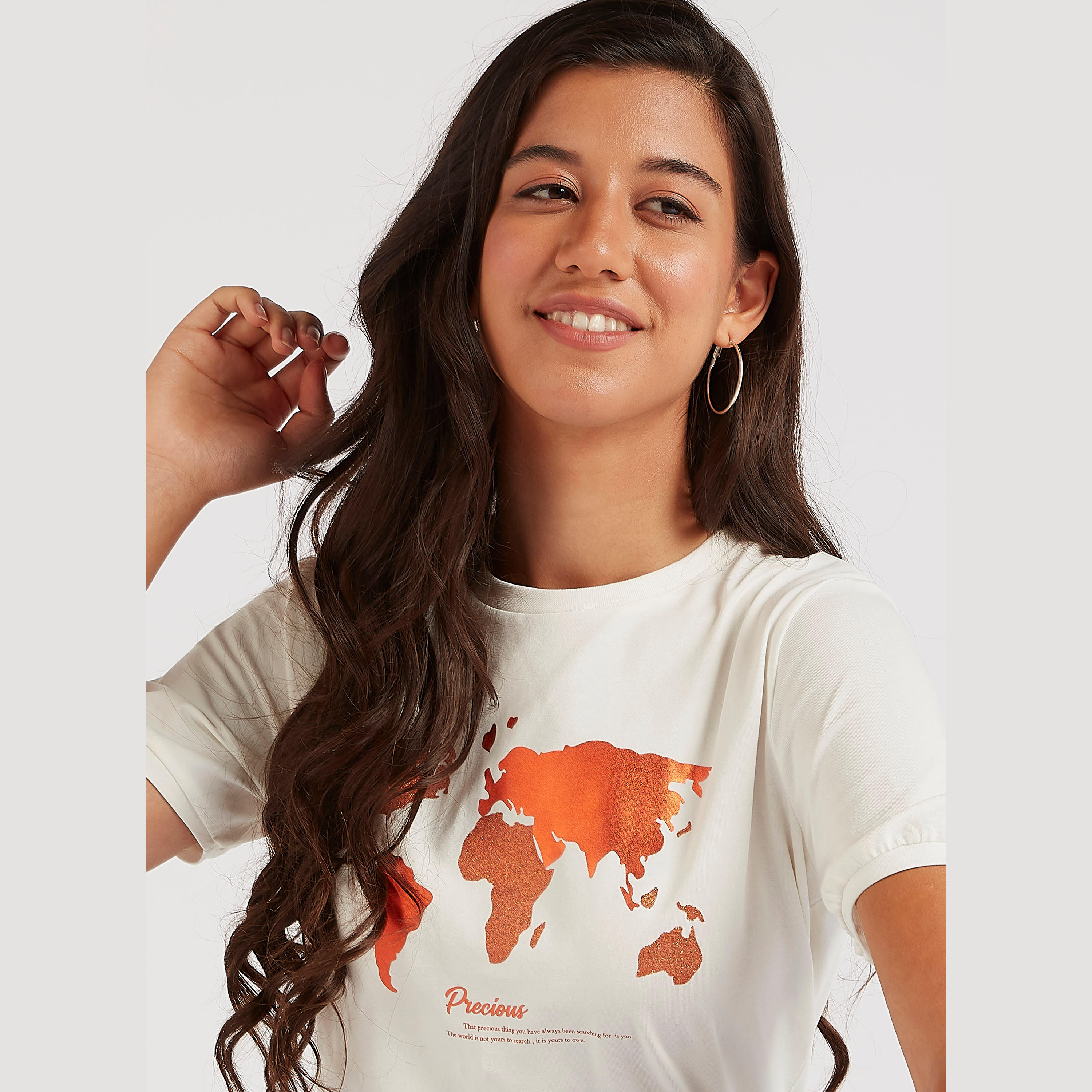 Printed Crew Neck T-shirt with Short Sleeves-women-clothing-tshirts-image-3