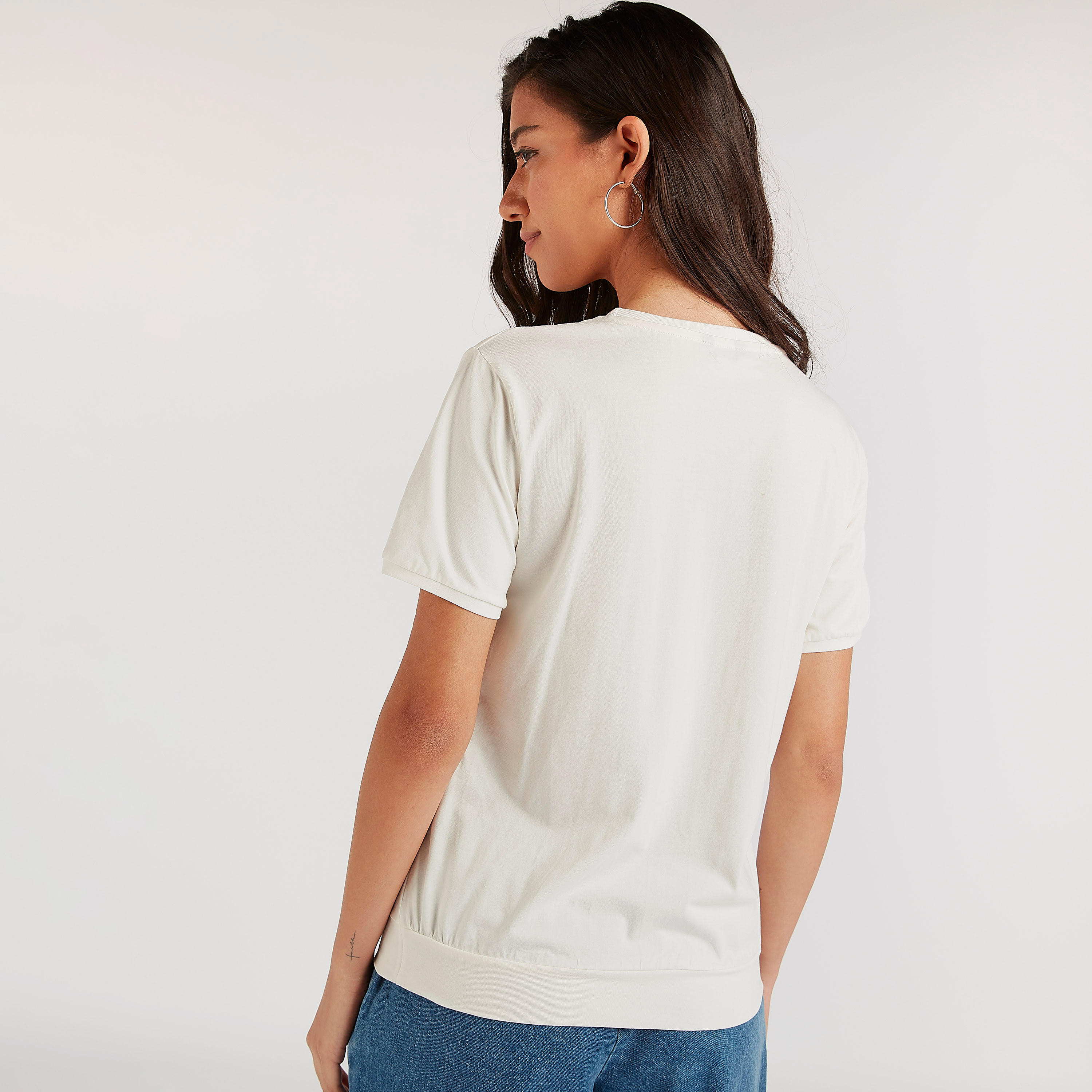 Printed Crew Neck T-shirt with Short Sleeves-women-clothing-tshirts-image-4