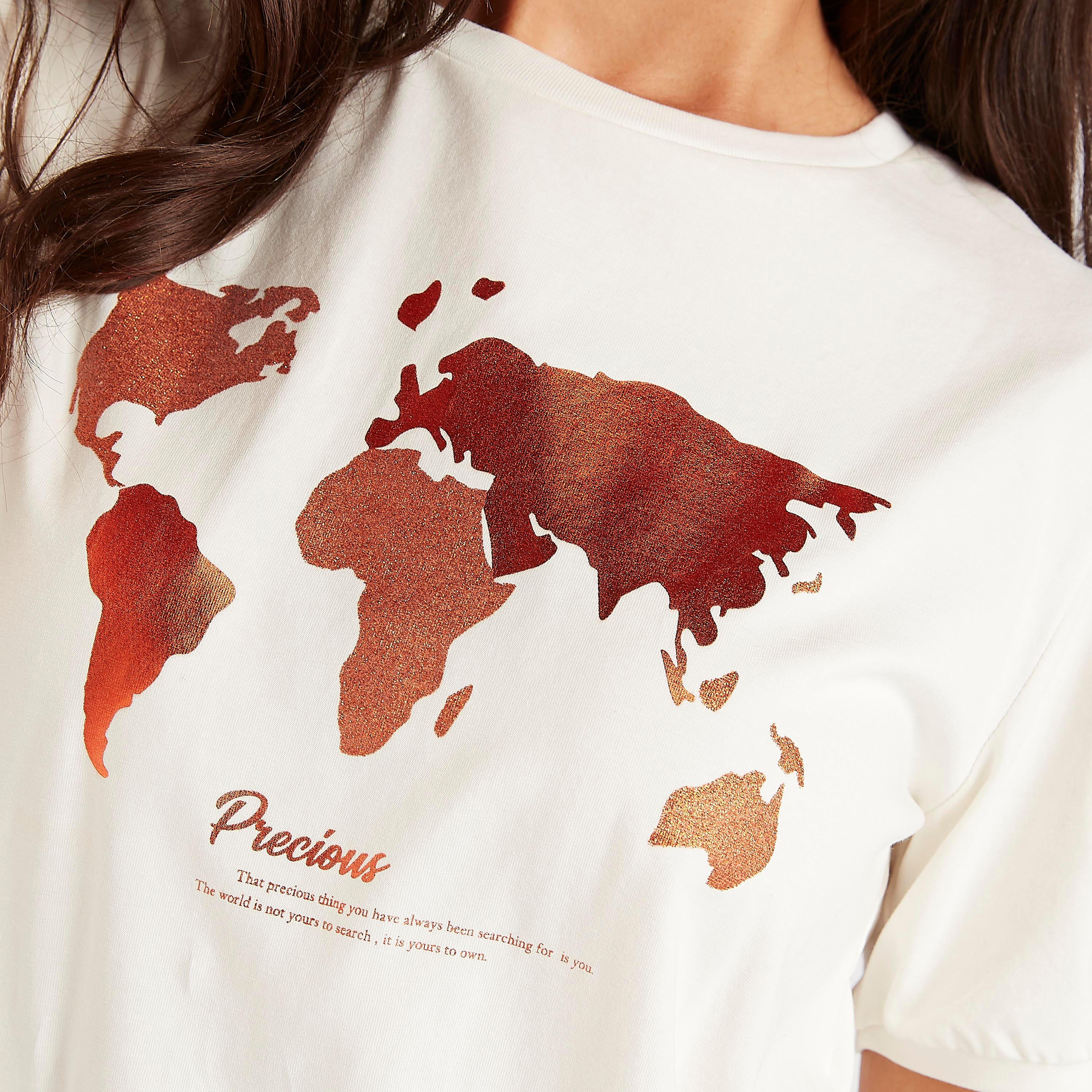 Printed Crew Neck T-shirt with Short Sleeves-women-clothing-tshirts-image-6