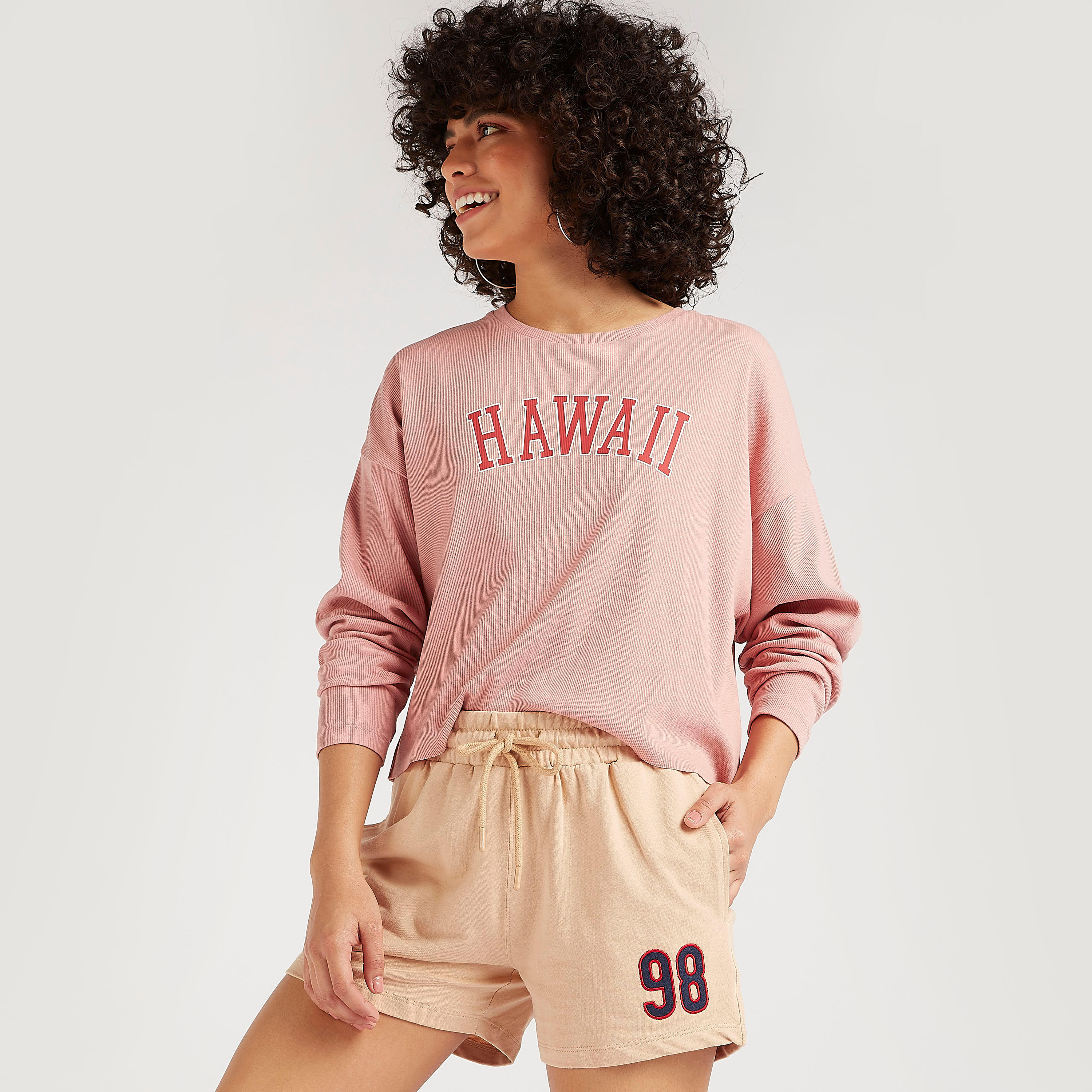 Embroidered Mid-Rise Shorts with Drawstring Closure-women-clothing-bottoms-shorts-image-1