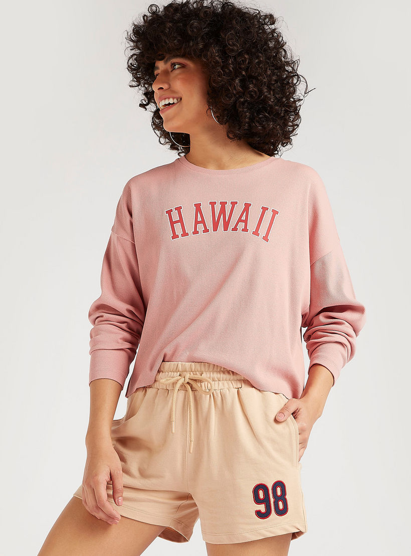 Embroidered Mid-Rise Shorts with Drawstring Closure-women-clothing-bottoms-shorts-image-1