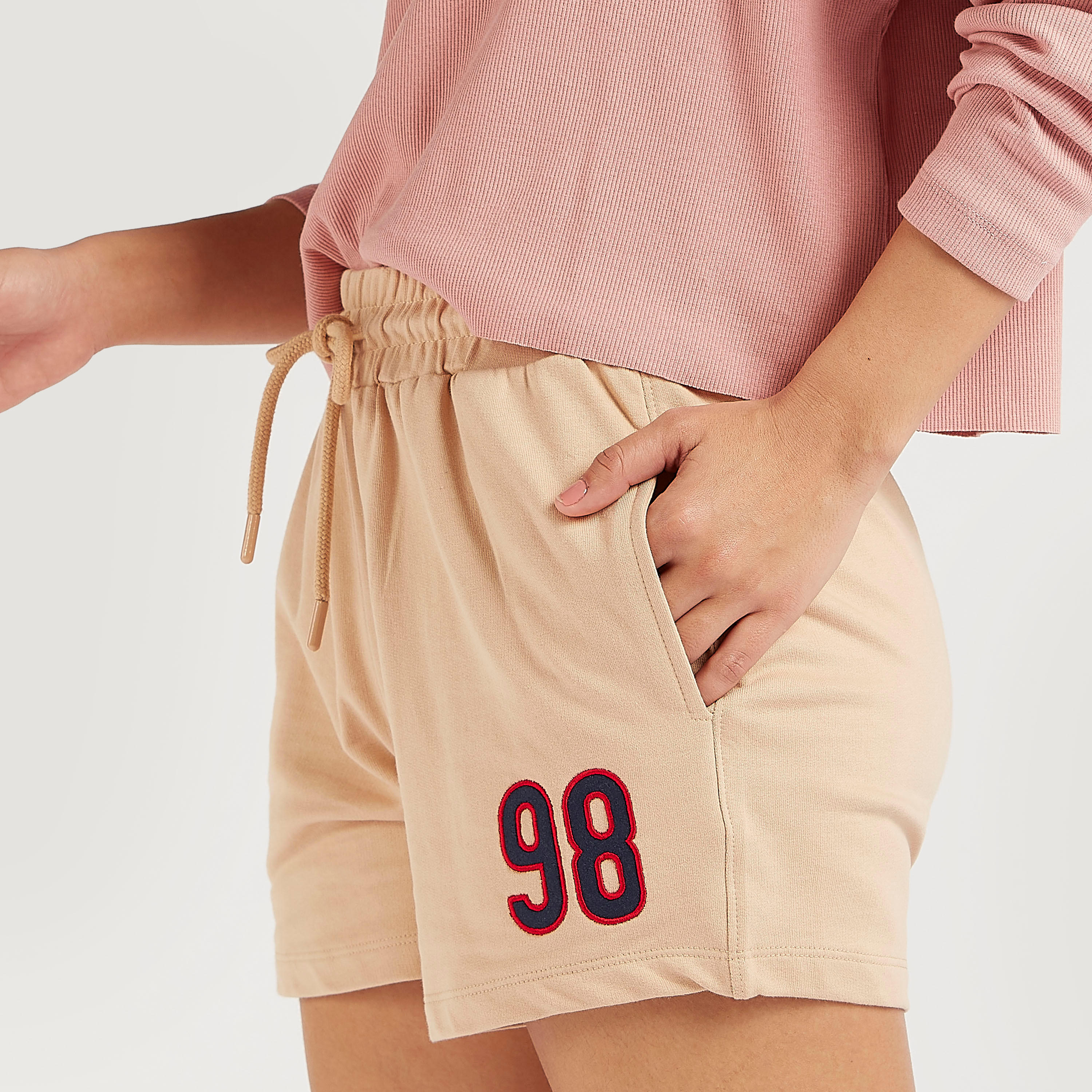 Embroidered Mid-Rise Shorts with Drawstring Closure-women-clothing-bottoms-shorts-image-3