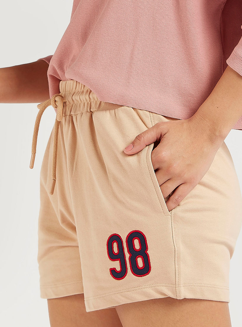 Embroidered Mid-Rise Shorts with Drawstring Closure-women-clothing-bottoms-shorts-image-3