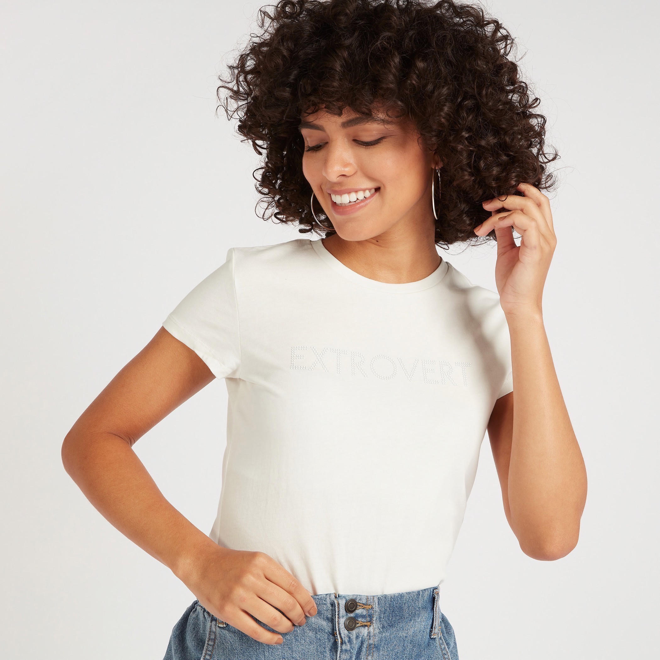 Printed Crew Neck T-shirt with Cap Sleeves-women-clothing-tshirts-image-1