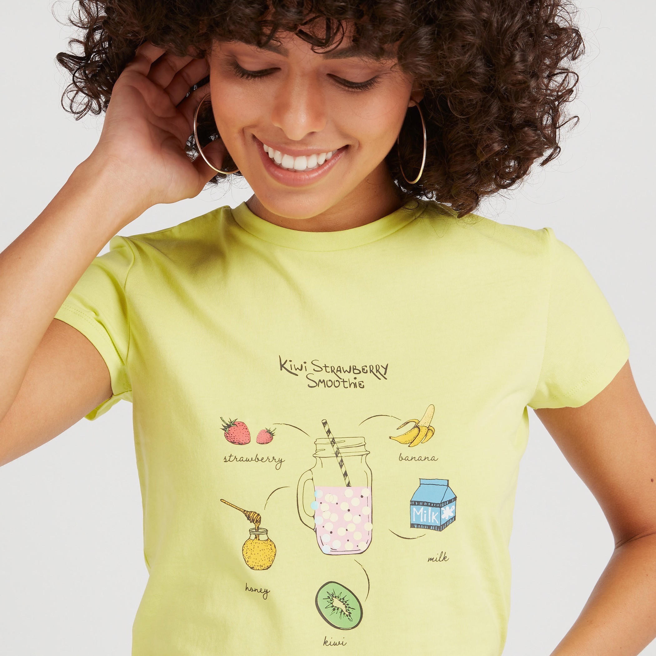 Printed Crew Neck T-shirt with Cap Sleeves-women-clothing-tshirts-image-3