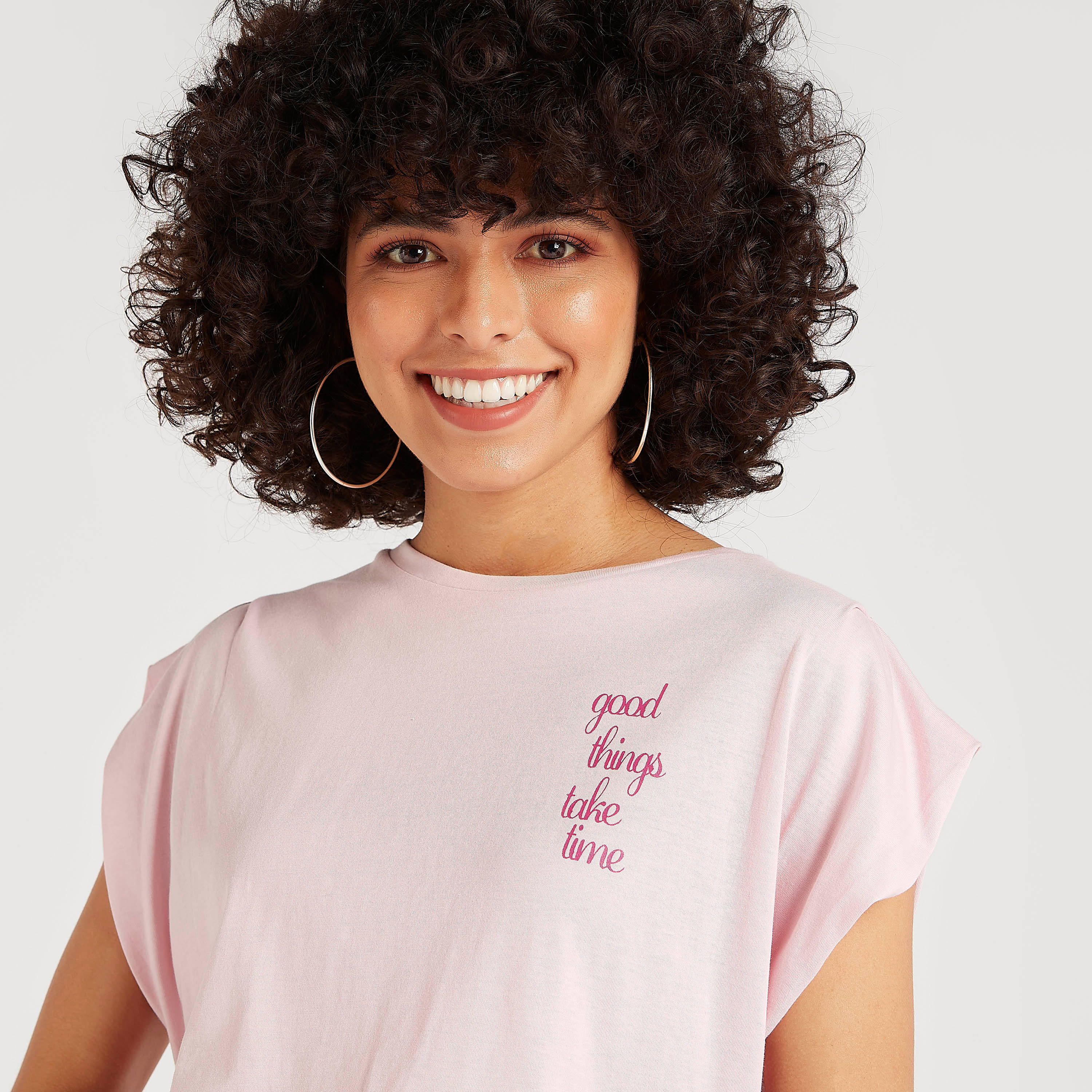 Printed Crew Neck T-shirt with Cap Sleeves-women-clothing-tshirts-image-3