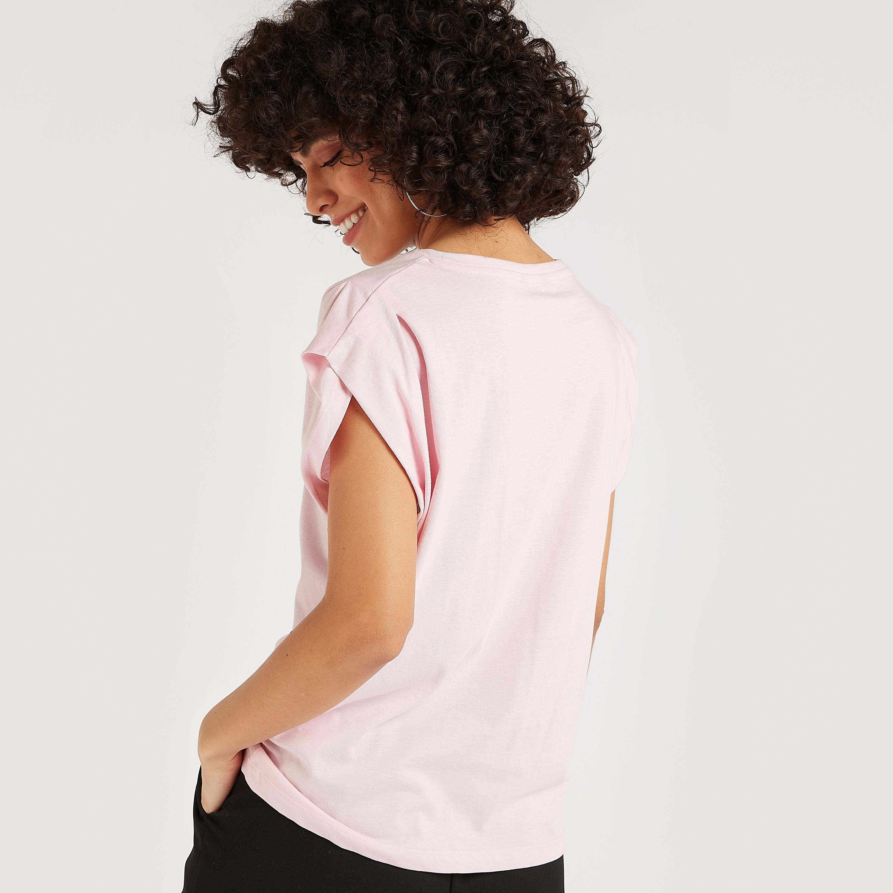 Printed Crew Neck T-shirt with Cap Sleeves-women-clothing-tshirts-image-4