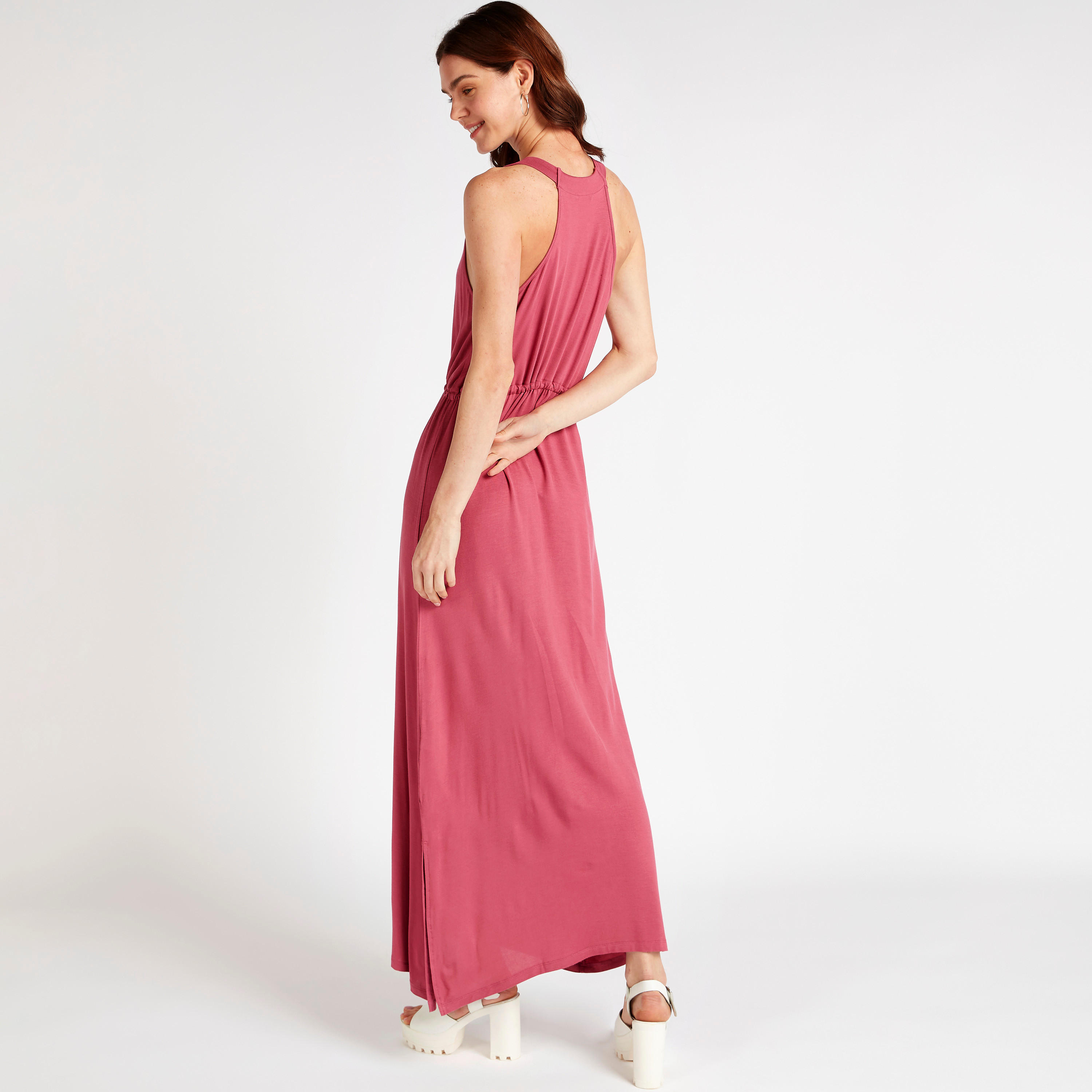 Solid Sleeveless Maxi A-line Dress with Drawstring Waist-women-clothing-dresses-image-4