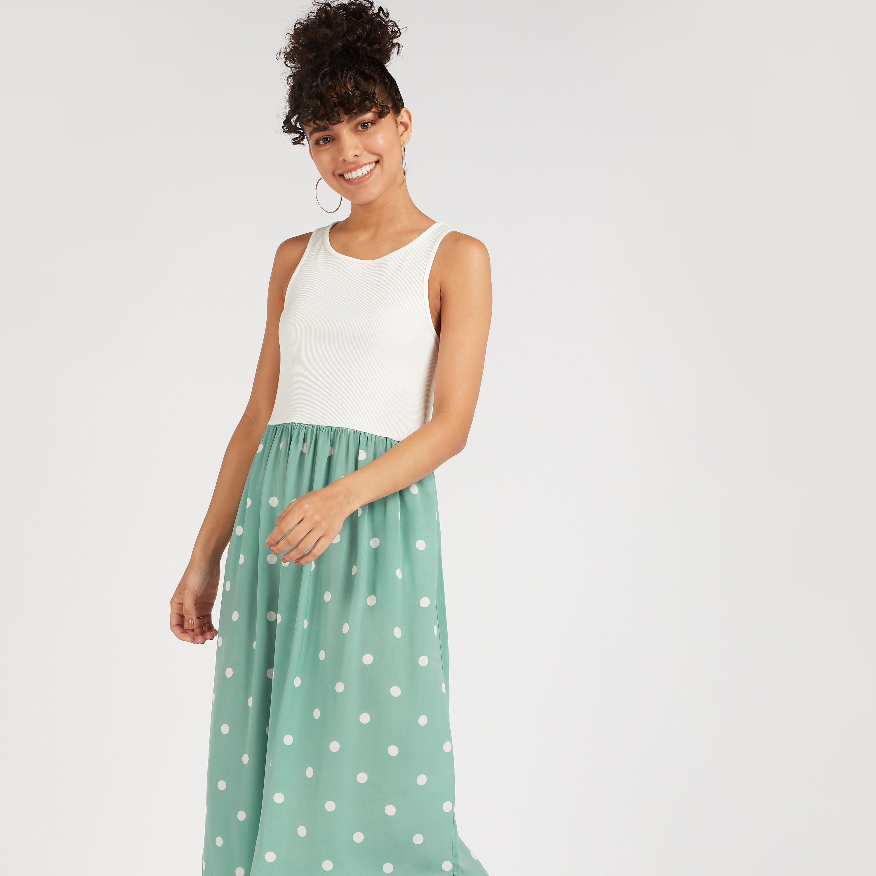 فستان ميدي إيه لاين دون أكمام بياقة مستديرة وطبعات-women-clothing-dresses-image-3