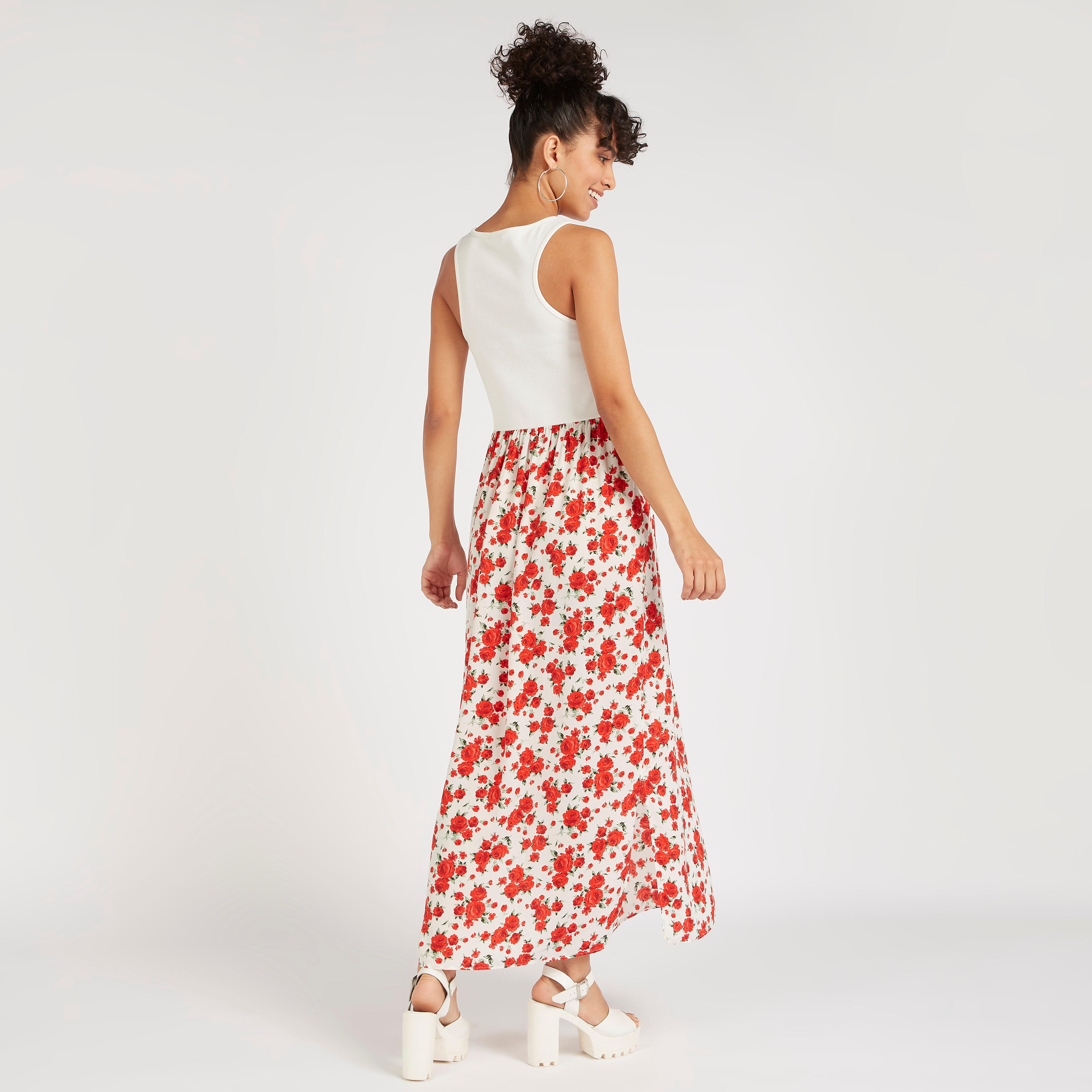 فستان ميدي إيه لاين دون أكمام بياقة مستديرة وطبعات-women-clothing-dresses-image-4
