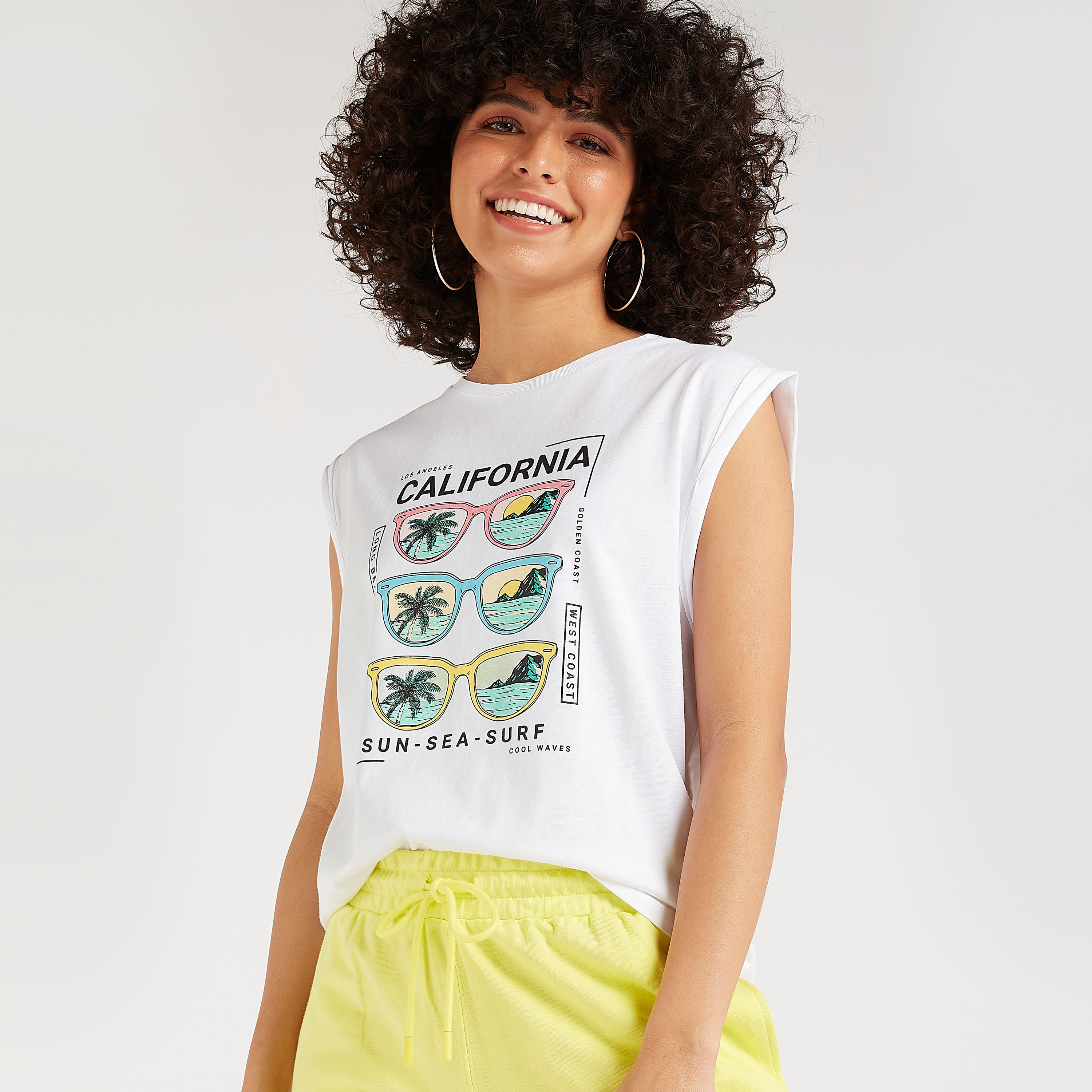 Printed Crew Neck Sleeveless T-shirt-women-clothing-tshirts-image-1